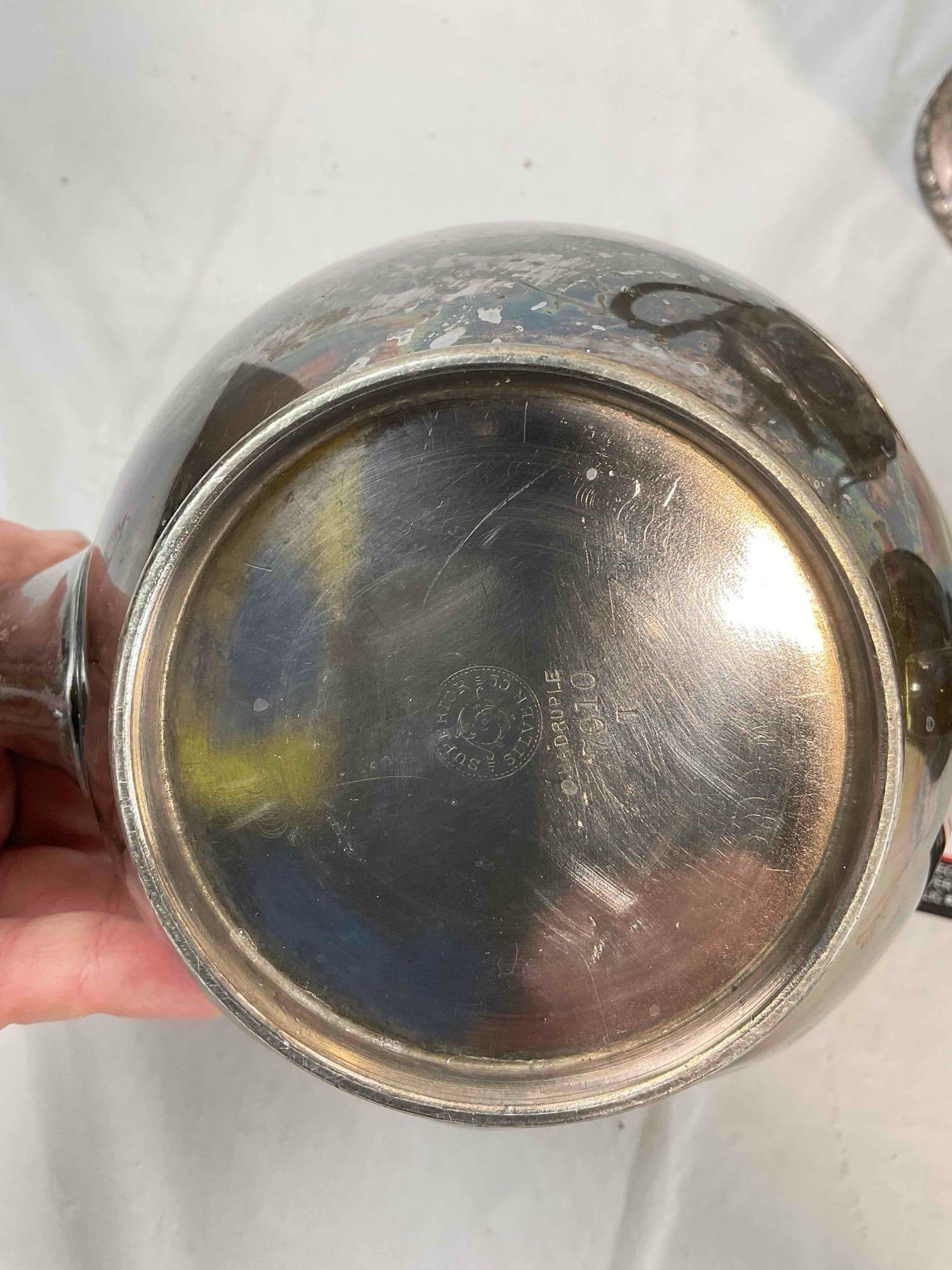 3 pcs Antique Silver Plated Tea Pots, incl. Rogers & Bro, Pairpoint & Superior. Very Good Cond. - 8