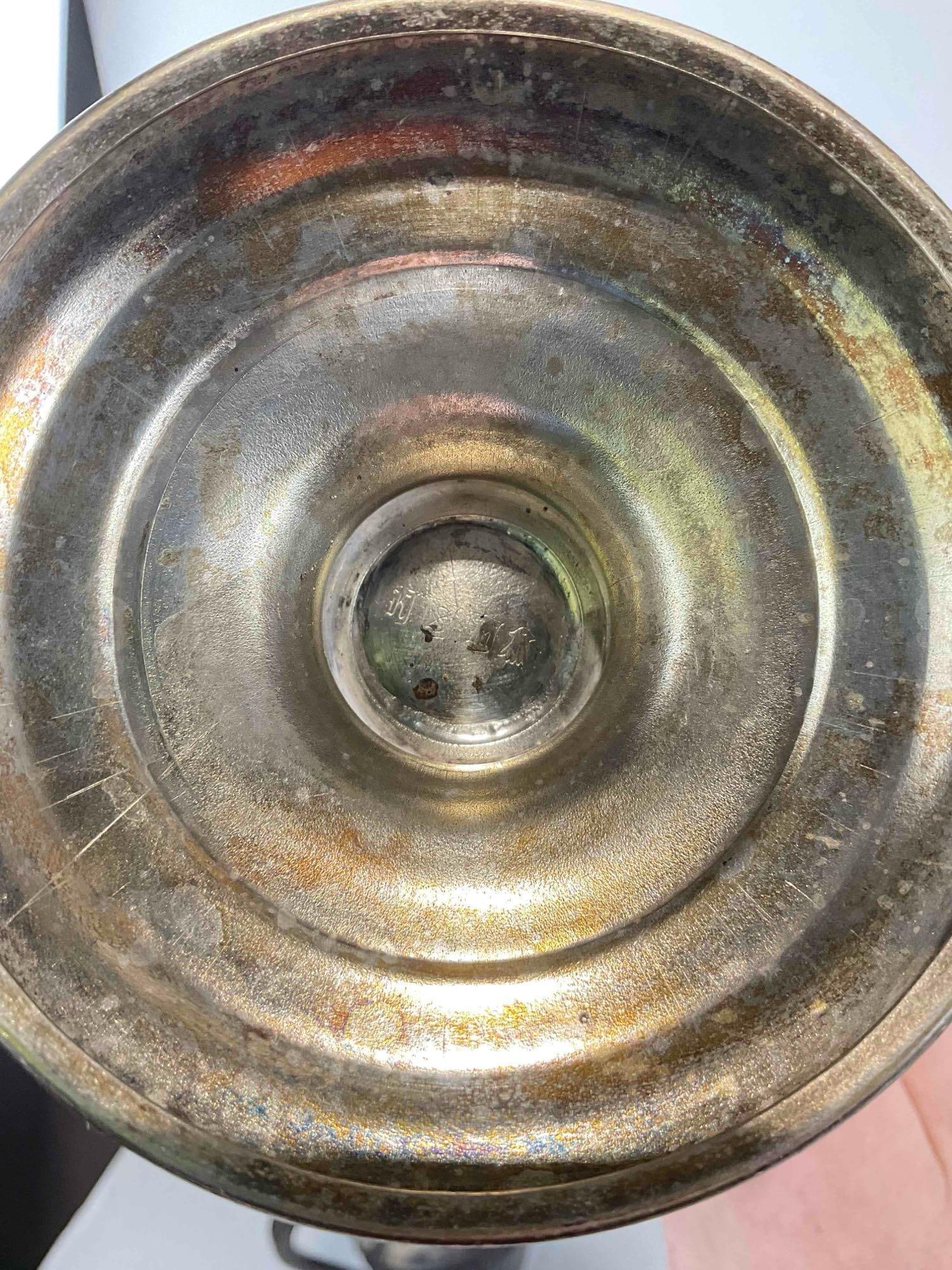 3 pcs Antique Silver Plated Tea Pots. Largest Measures 9" x 5" x 12" Very Good Condition. - 10