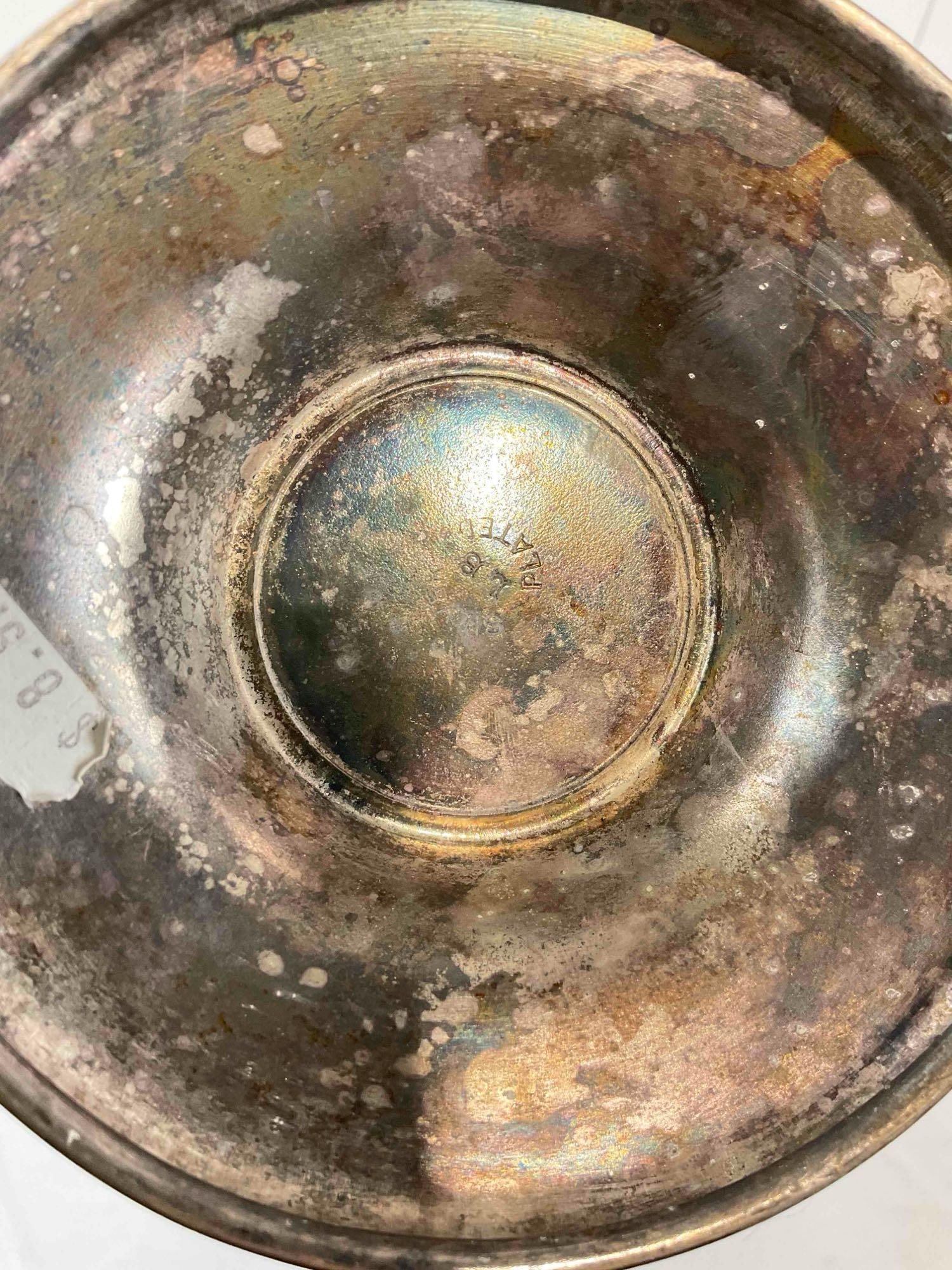 3 pcs Antique Silver Plated Tea Pots. Largest Measures 9" x 5" x 12" Very Good Condition. - 9