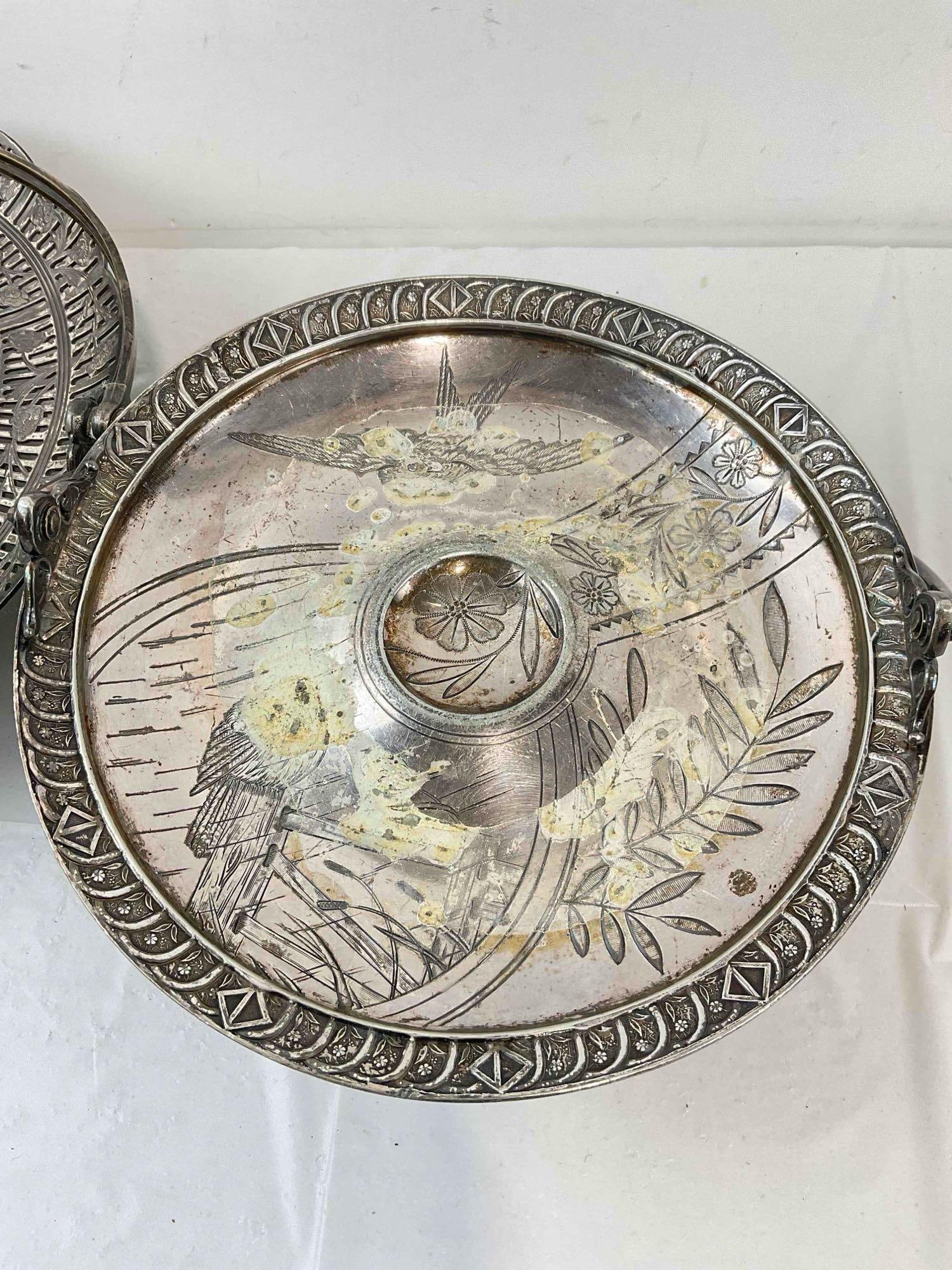 3 pcs Antique Silver Plated Bride Baskets, incl. Rockford & Eureka. Very Good Condition. See pics. - 2