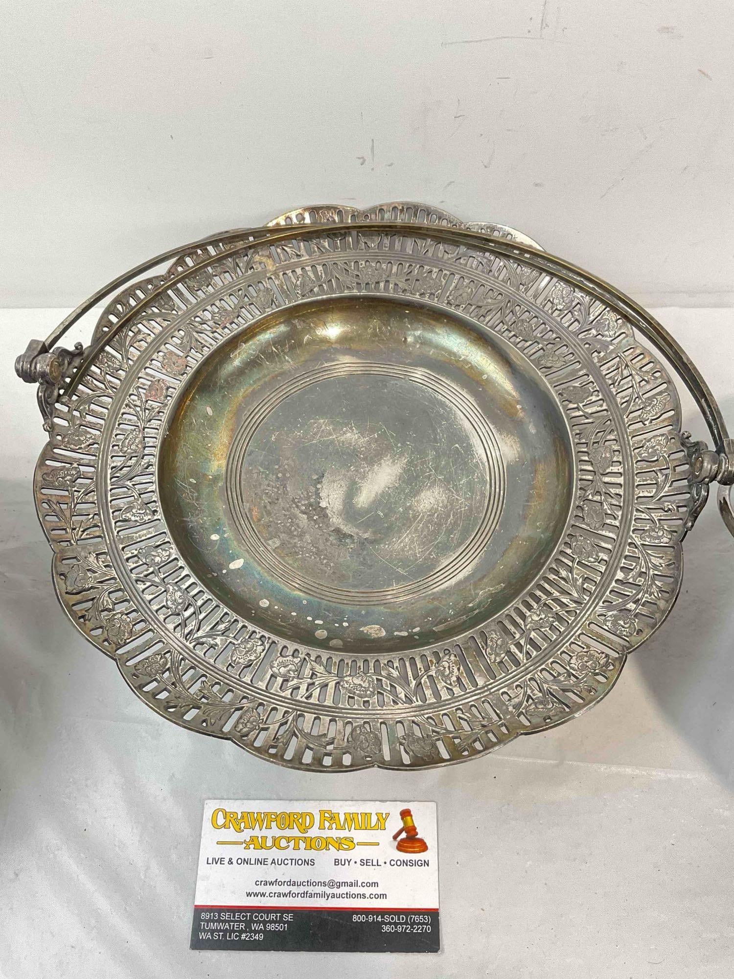 3 pcs Antique Silver Plated Bride Baskets, incl. Rockford & Eureka. Very Good Condition. See pics. - 3