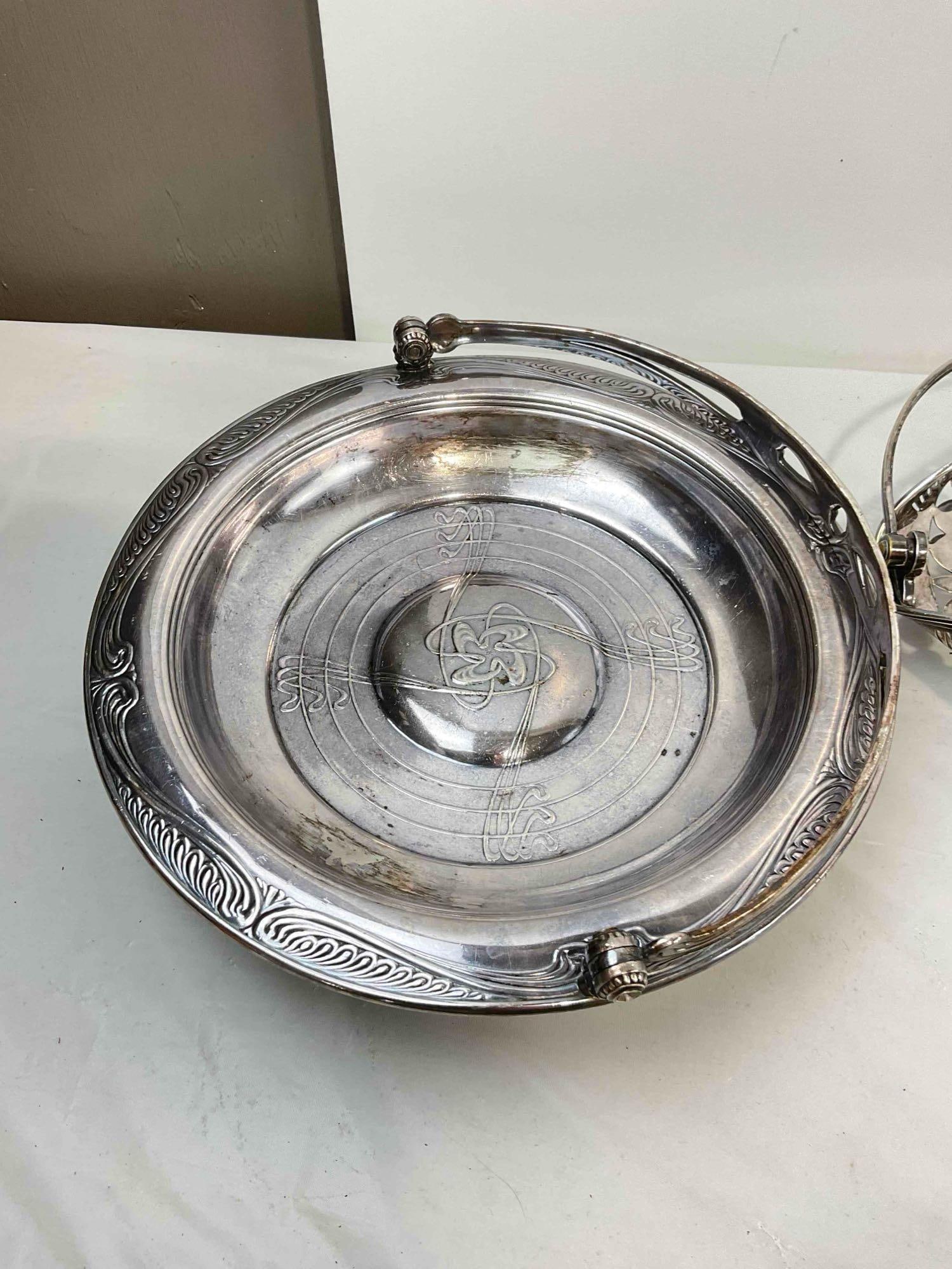 3 pcs Antique Silver Plated Brides Baskets, incl. James W. Tufts & Sheffield. Very Good Condition. - 4