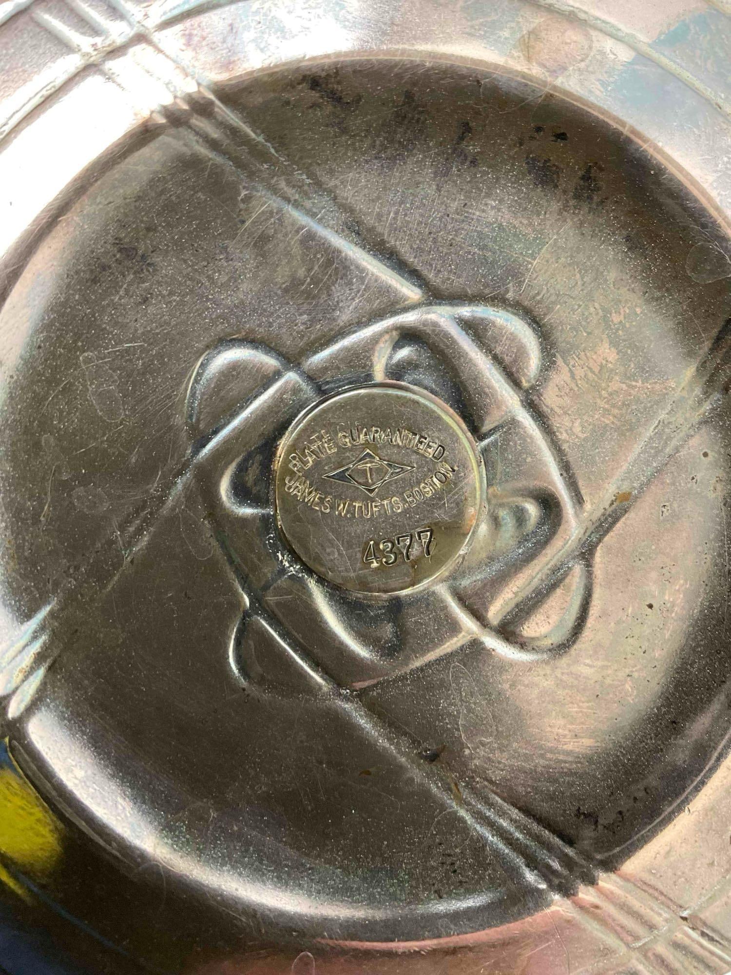 3 pcs Antique Silver Plated Brides Baskets, incl. James W. Tufts & Sheffield. Very Good Condition. - 7