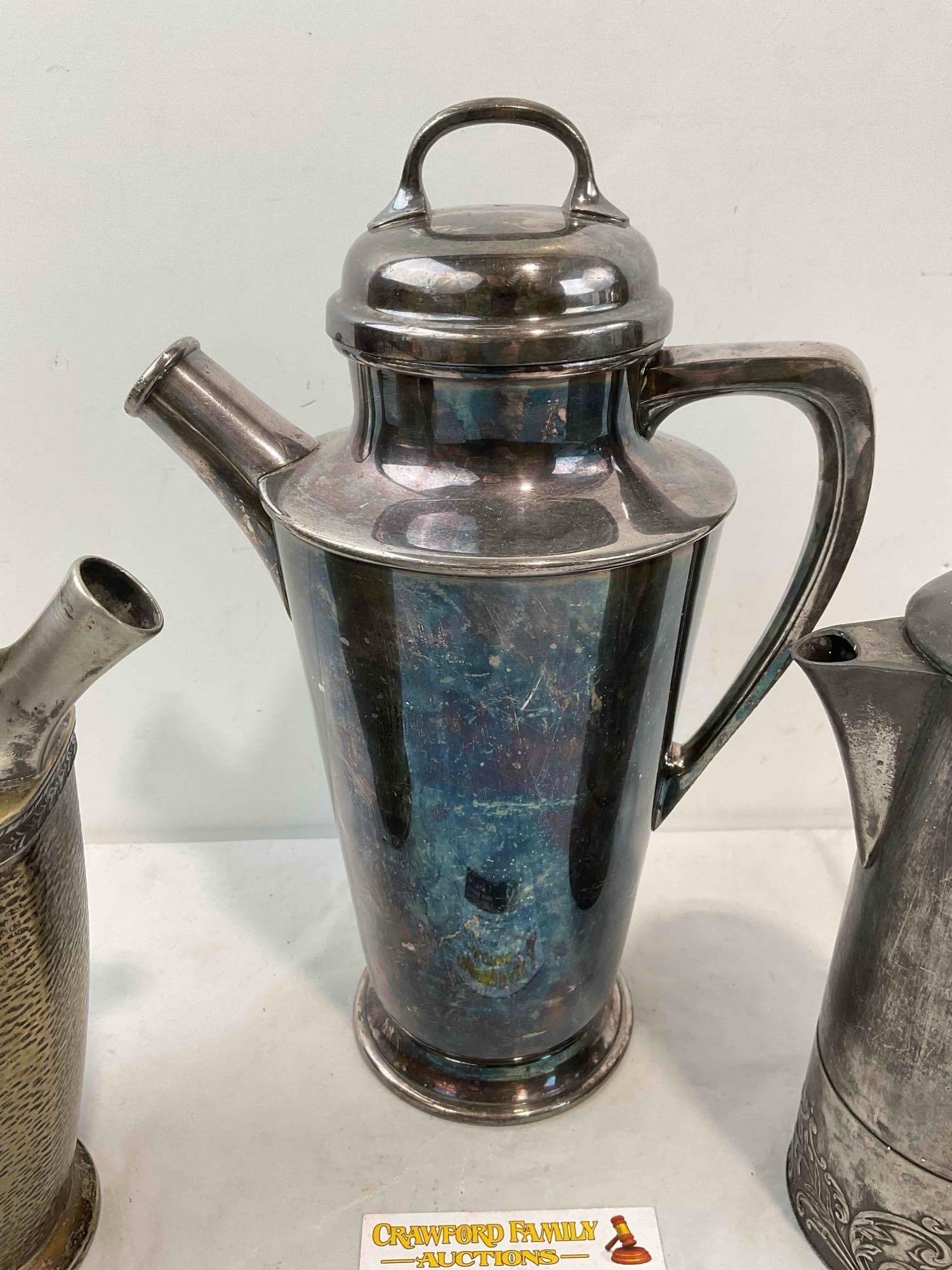 3 pcs Vintage Silver Plated Chocolate Pots, incl. Sani-Tite and Reed & Barton. Very Good Cond. - 3