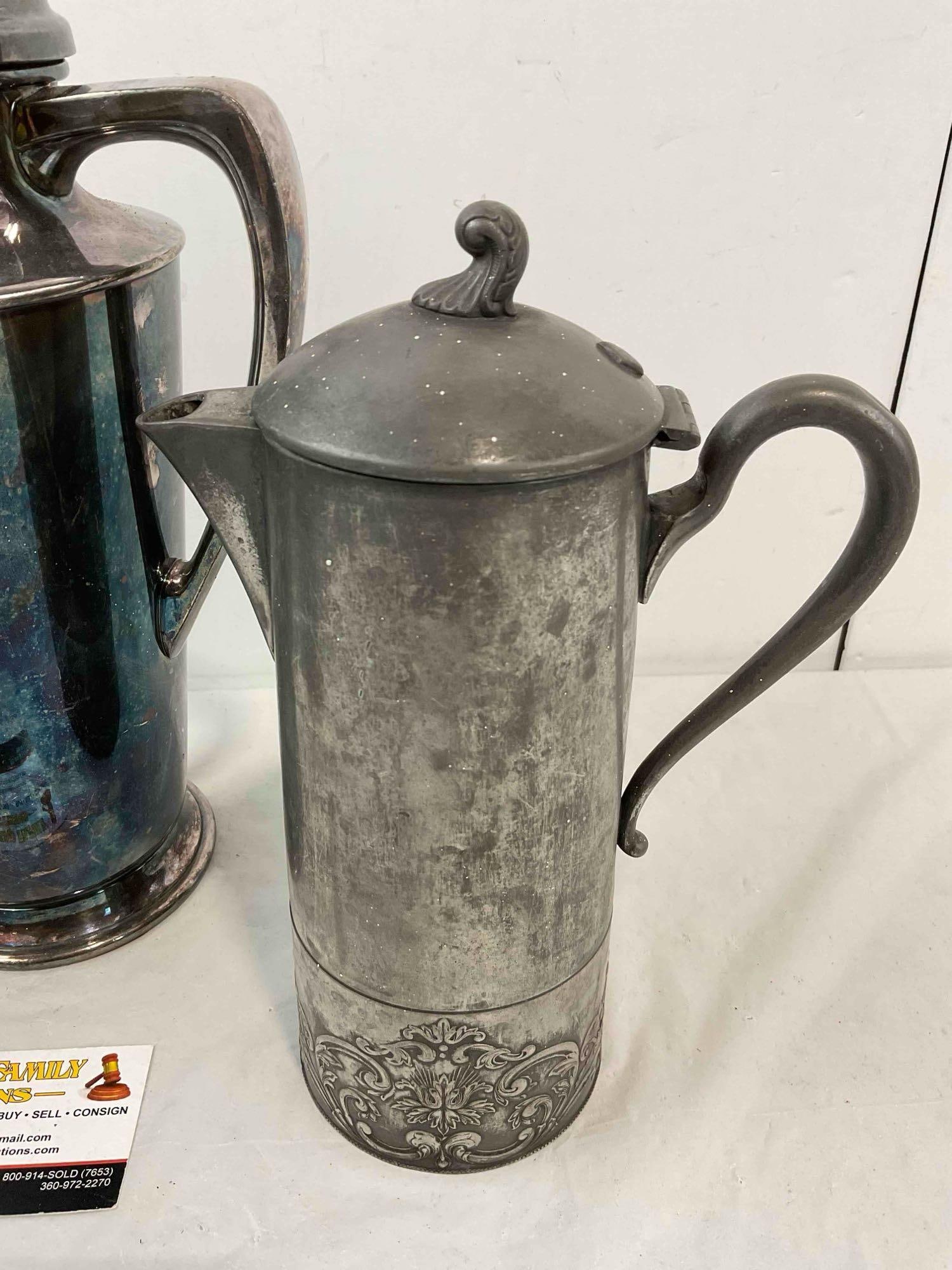 3 pcs Vintage Silver Plated Chocolate Pots, incl. Sani-Tite and Reed & Barton. Very Good Cond. - 4