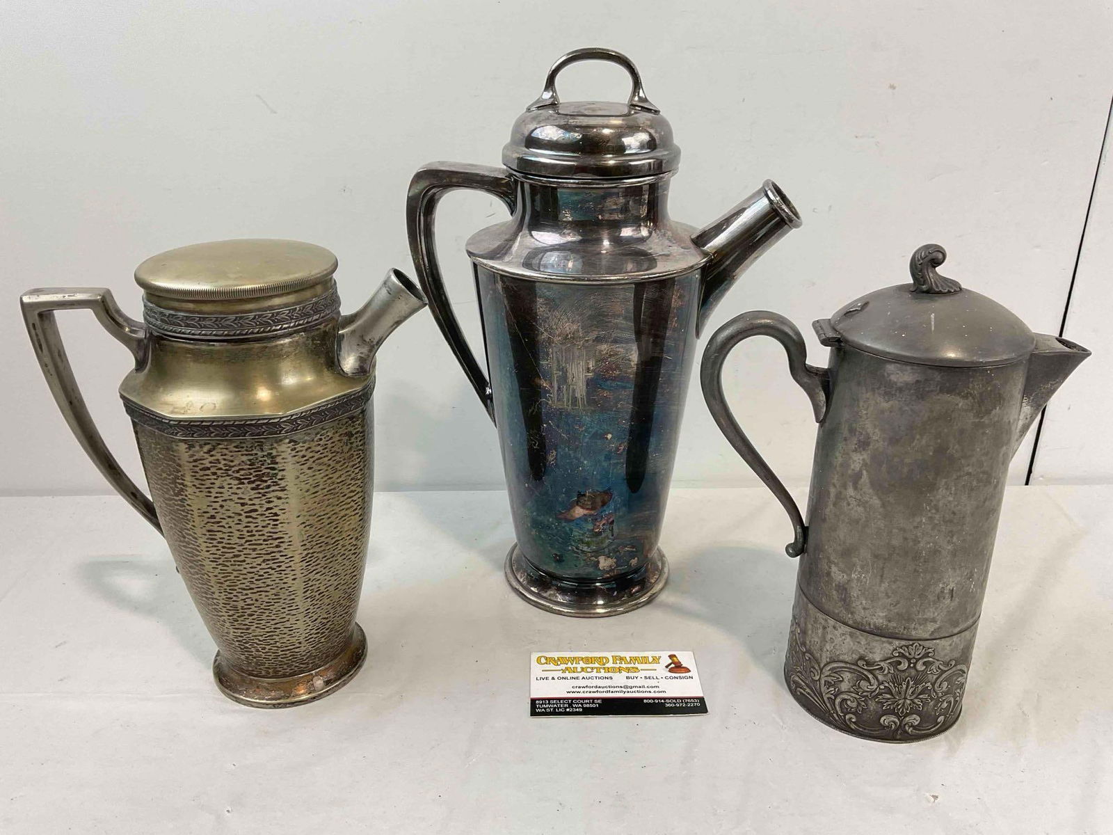 3 pcs Vintage Silver Plated Chocolate Pots, incl. Sani-Tite and Reed & Barton. Very Good Cond. - 6