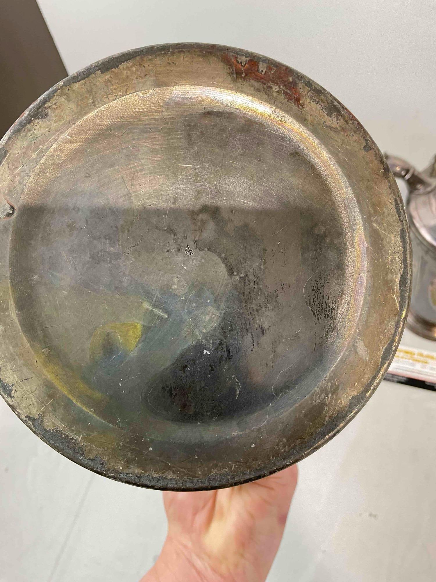 3 pcs Vintage Silver Plated Chocolate Pots, incl. 1x Reed & Barton & 1x Hilton Hotel. See pics. - 8