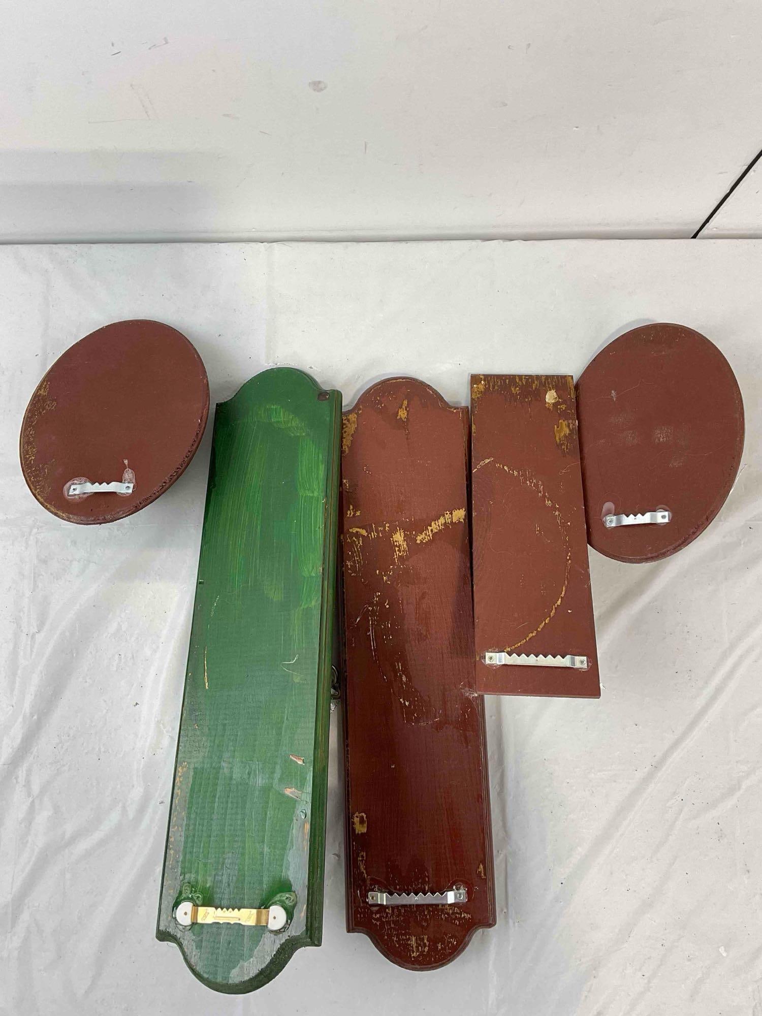 5 pcs Antique Art Nouveau Style Door Knobs w/ Plates on Wooden Plaques. Very Good Condition. - 9