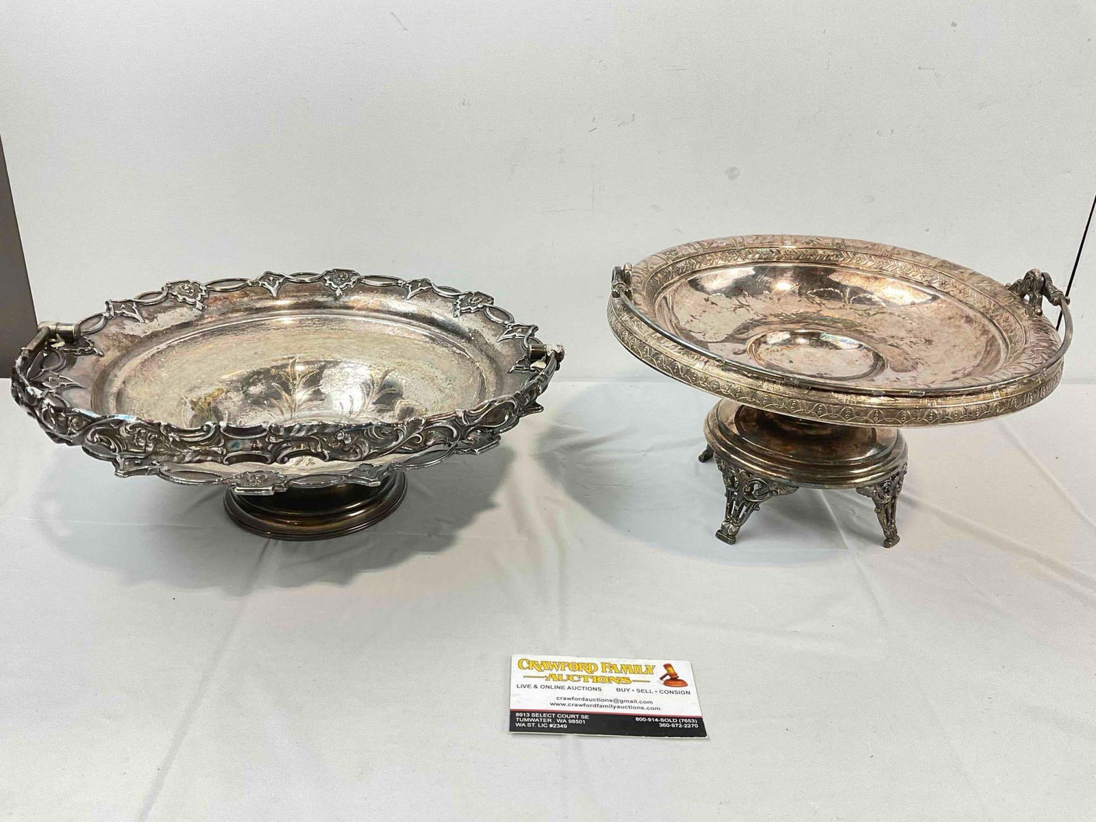 2 pcs Antique Silver Plated Bride Baskets w/ Lovely Floral Motifs incl. 1x Toronto Co. See pics. - 6