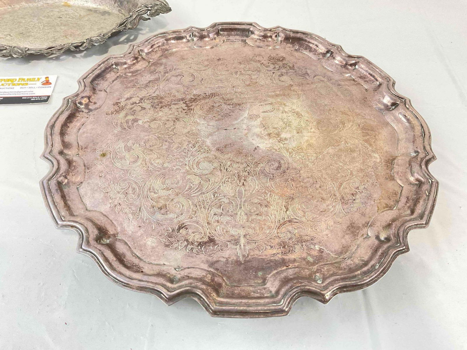 3 pcs Vintage Silver Plated Serving Platter Trays, incl. Towle & E.G. Webster & Son. See pics. - 2