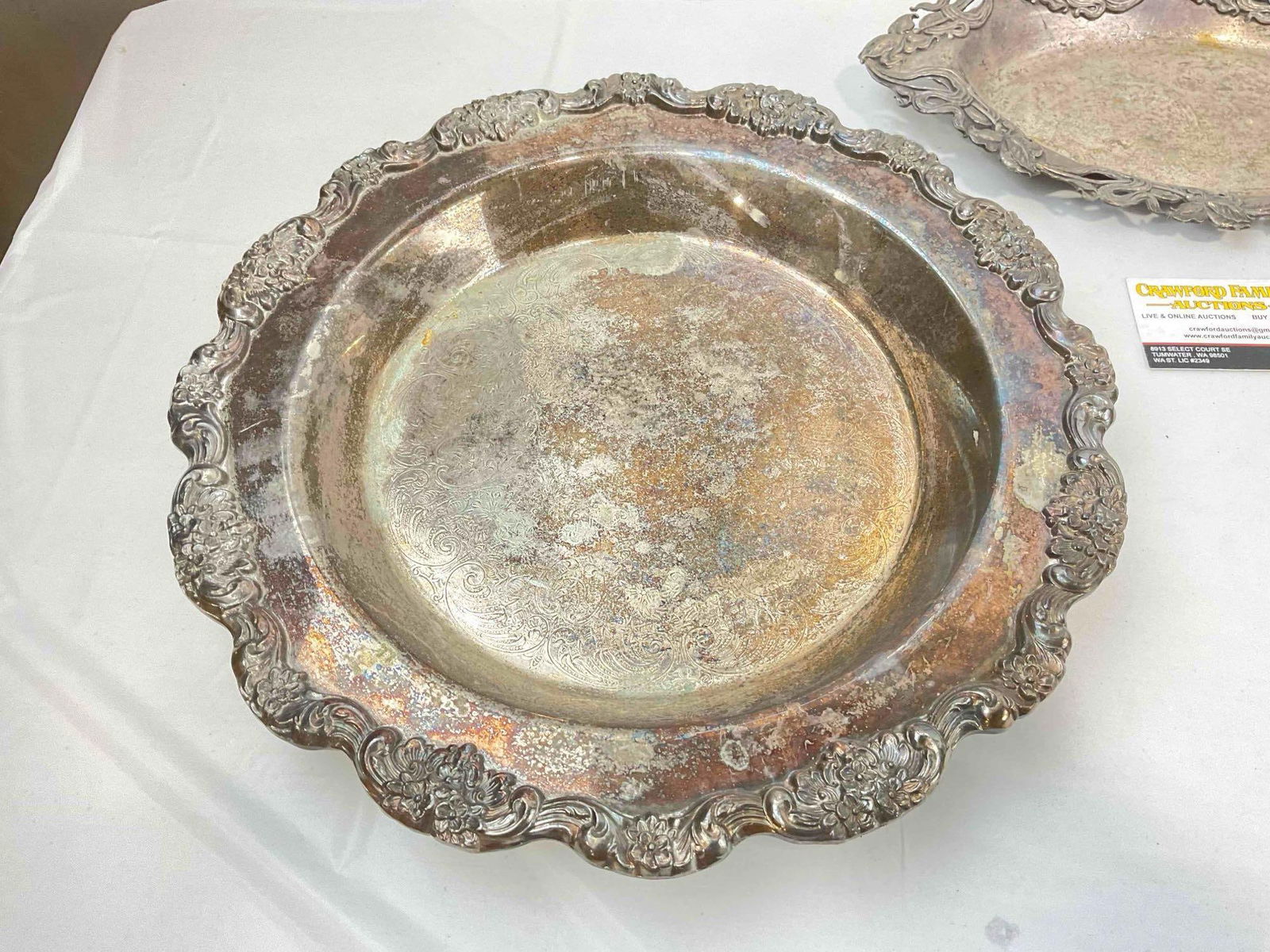 3 pcs Vintage Silver Plated Serving Platter Trays, incl. Towle & E.G. Webster & Son. See pics. - 3