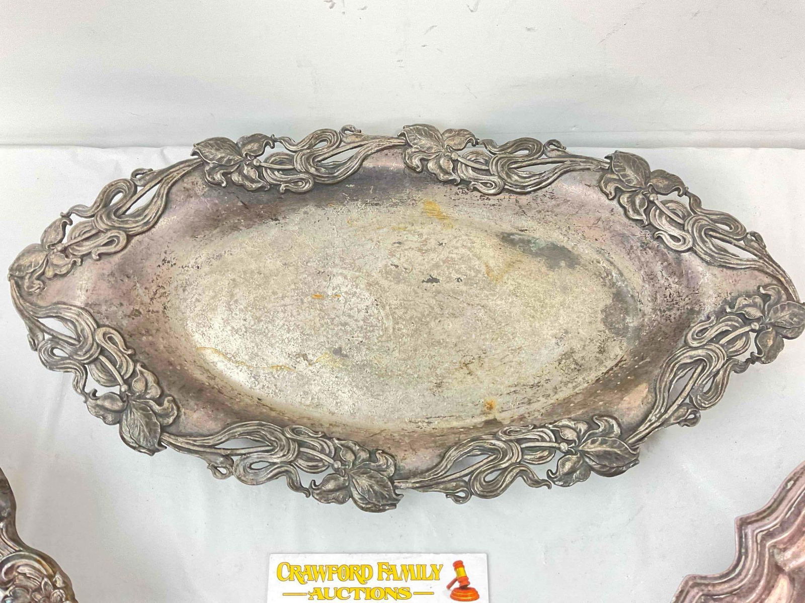 3 pcs Vintage Silver Plated Serving Platter Trays, incl. Towle & E.G. Webster & Son. See pics. - 4