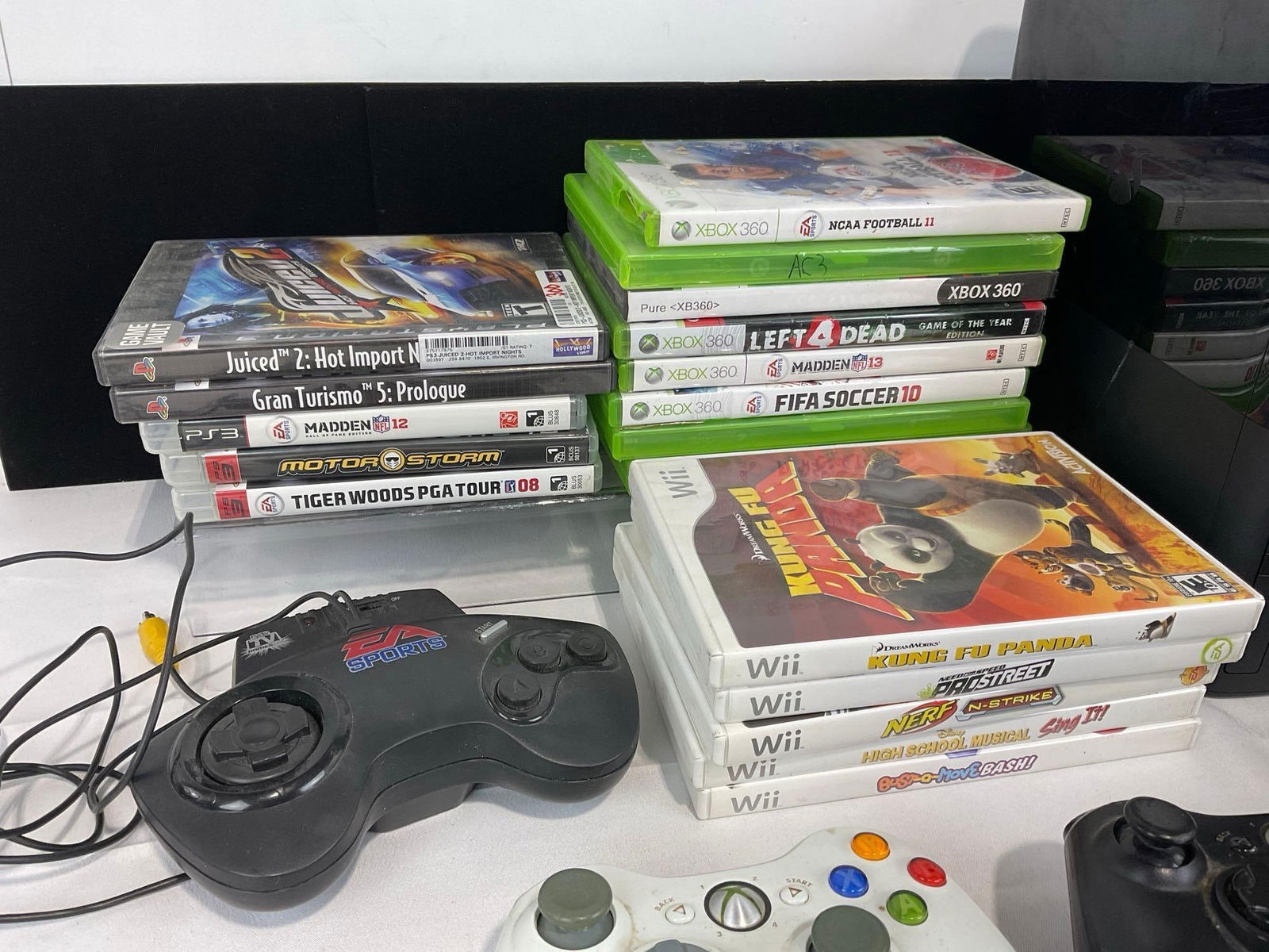 Xbox 360 E Console, untested, 3 Controllers, 8 Xbox 360, 5 Wii, & 2 PS2 & 3 PS3 Games - 2