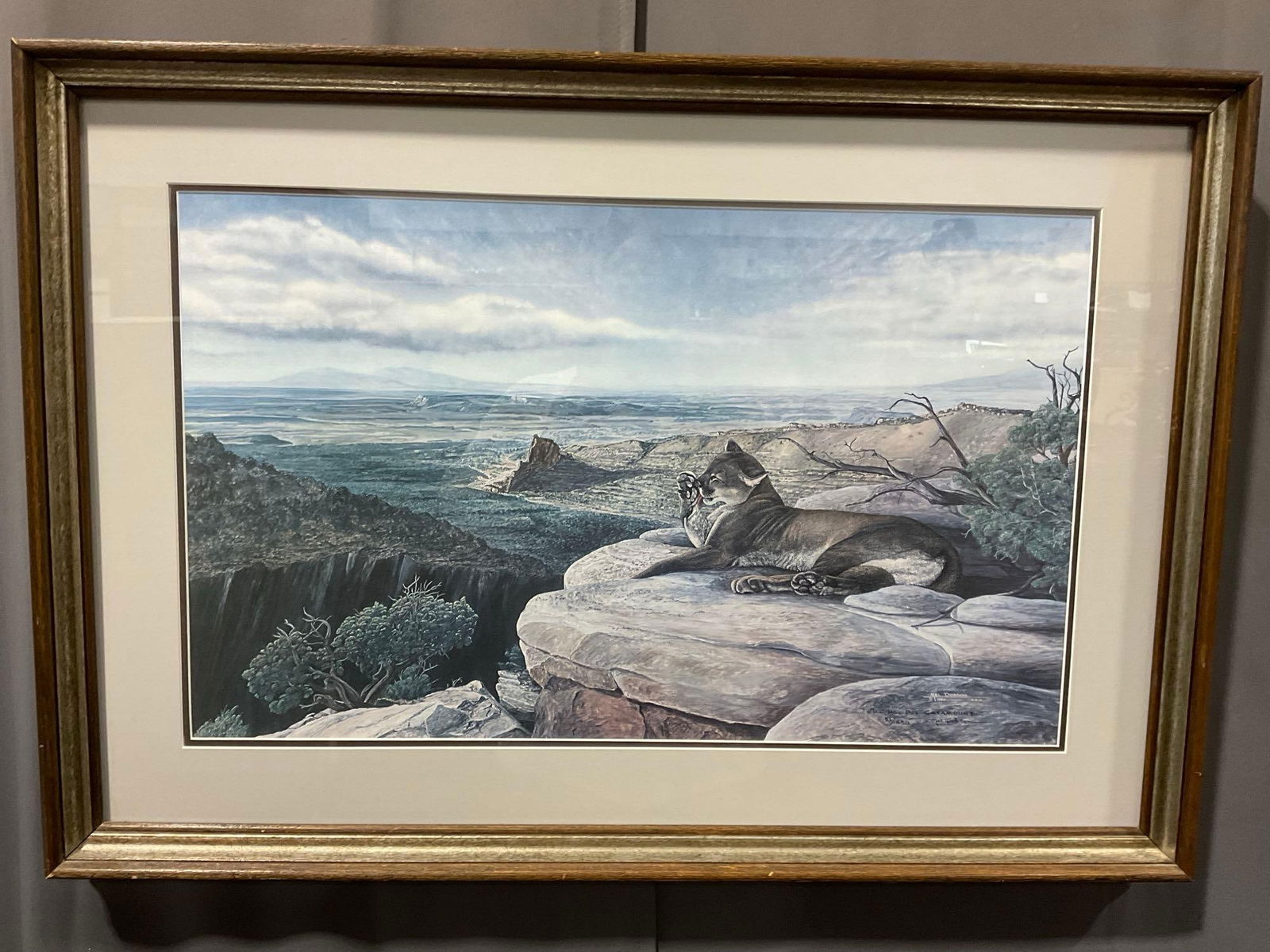 Framed Signed & #d 53/450 Tec Nos Pos Catamount by Mel Dobson 1980, 25 x 36 inches (1 of 6)