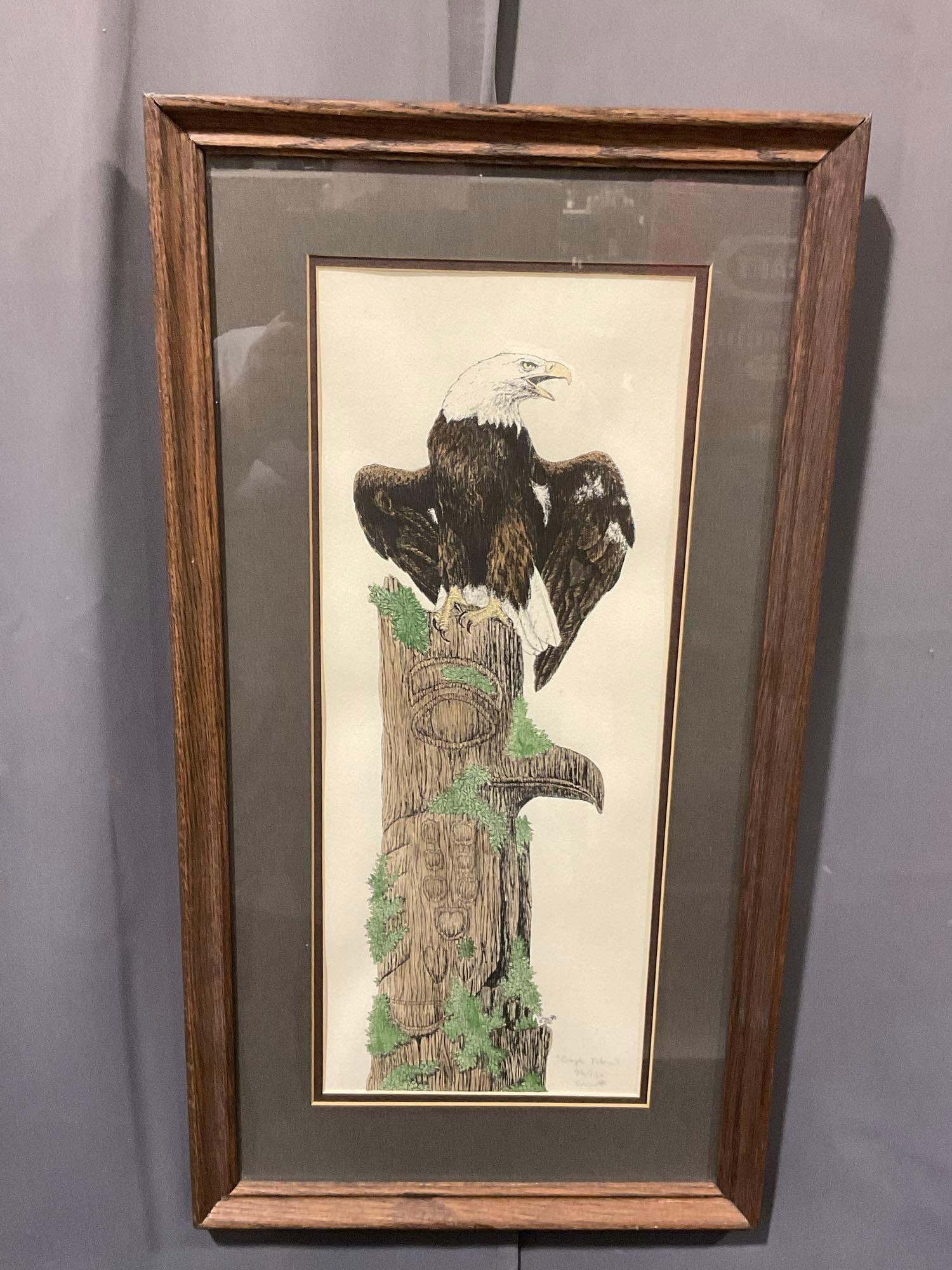 Framed Litho #d 46/150 & Signed by Native American artist Carol Snow, 27 x 15 inches (1 of 7)