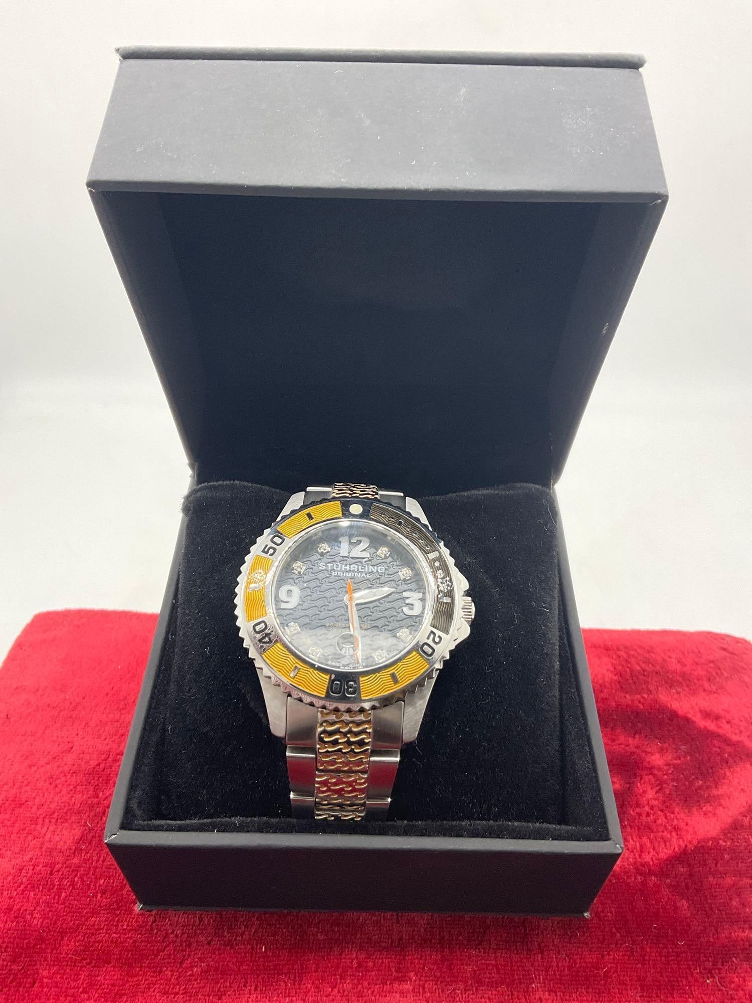 Swiss Made Struhrling Original 200M Date and time Chronograph Wrist watch Like new Running (1 of 7)