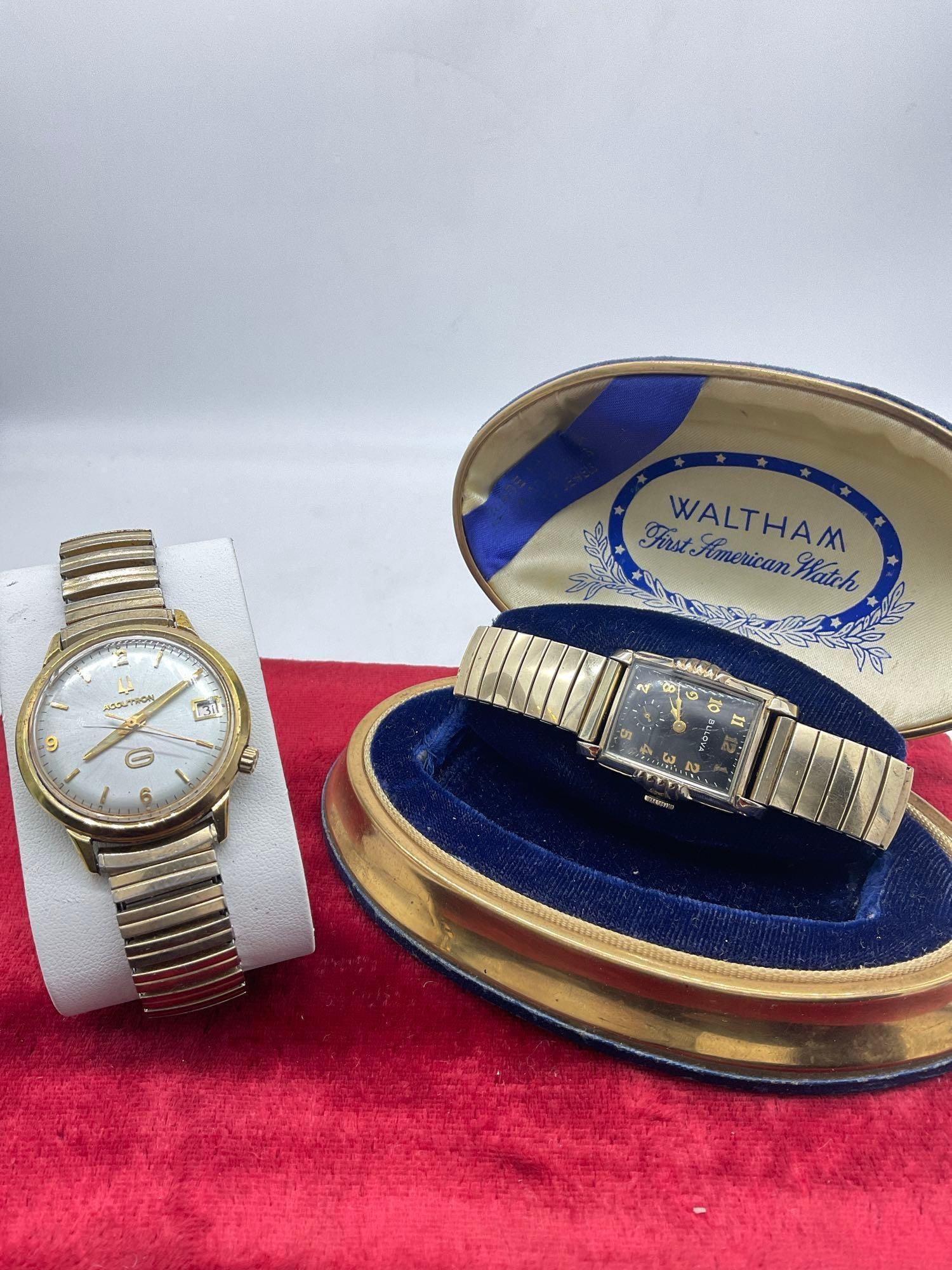 Vintage 1970's Bulova N5 Accutron 10K rolled gold men's wrist watch & Pre 1950 GP Bulova Men's Wa... (1 of 4)