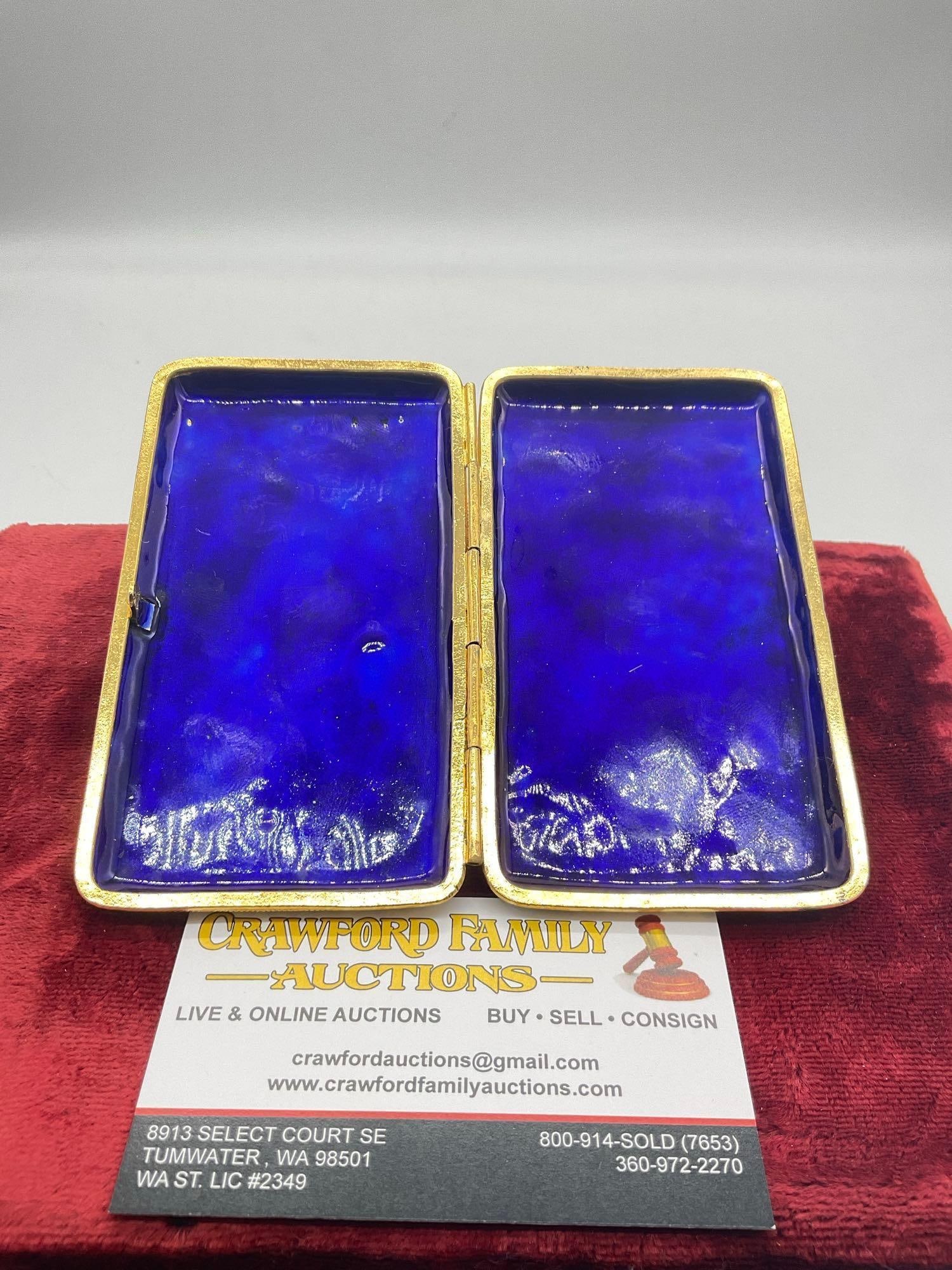 Rare Antique Eastern European (Russian?) Silver Cloisonne & gold plated Faberge Cigarette case - 3