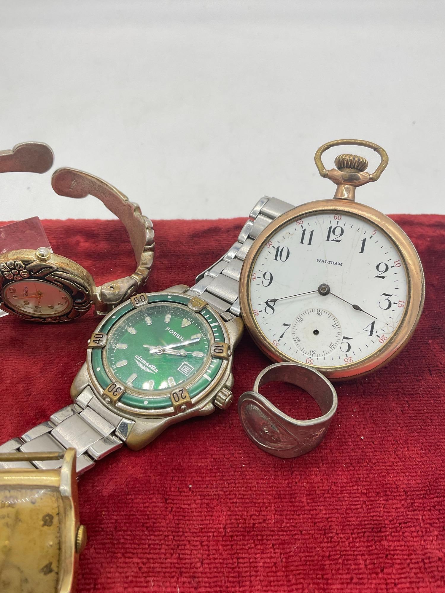 5x Antique and vintage watches including Gold plated Waltham, 14K Gold filled Lord Elgin Wrist wa... - 3