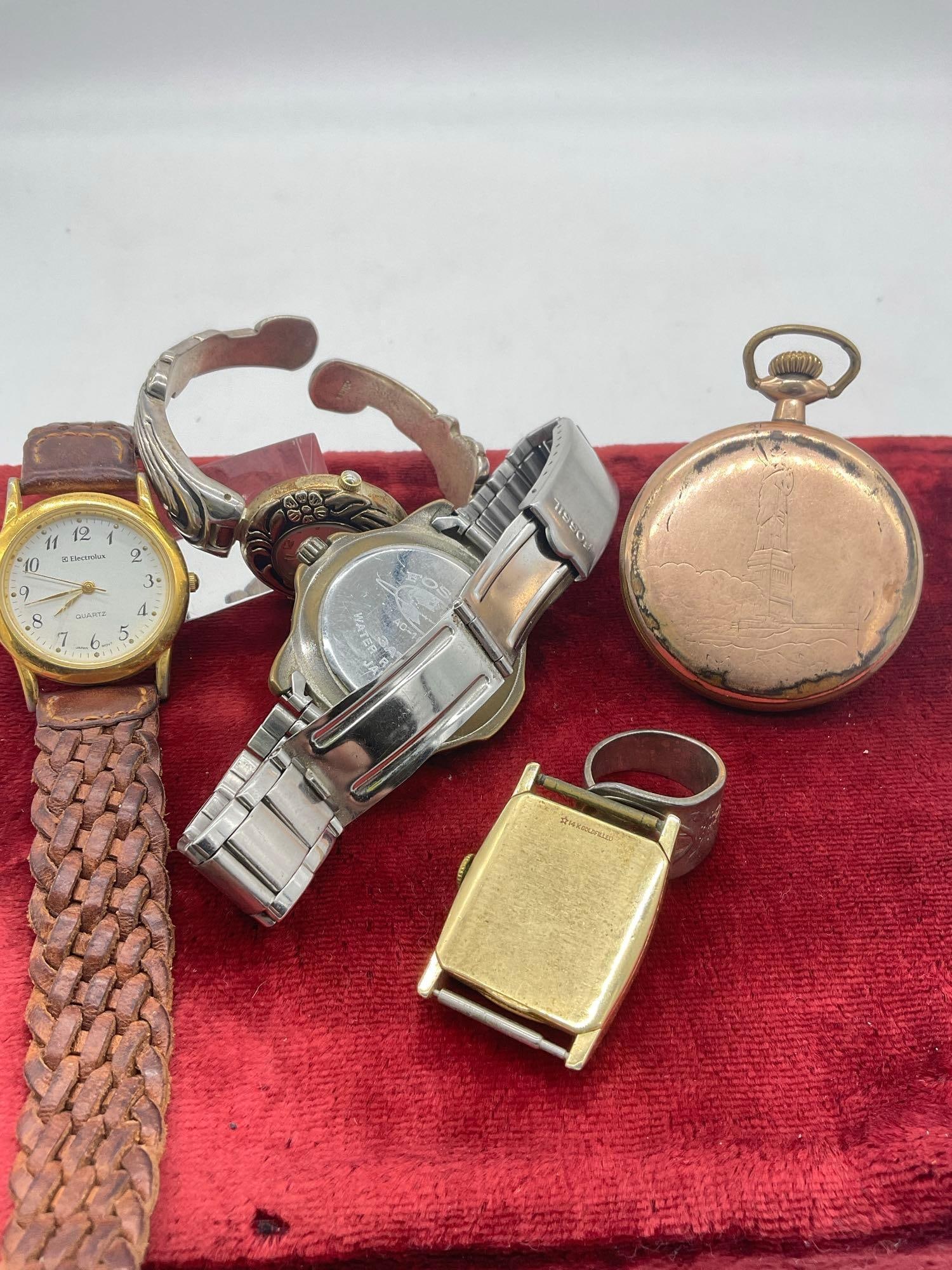 5x Antique and vintage watches including Gold plated Waltham, 14K Gold filled Lord Elgin Wrist wa... - 4