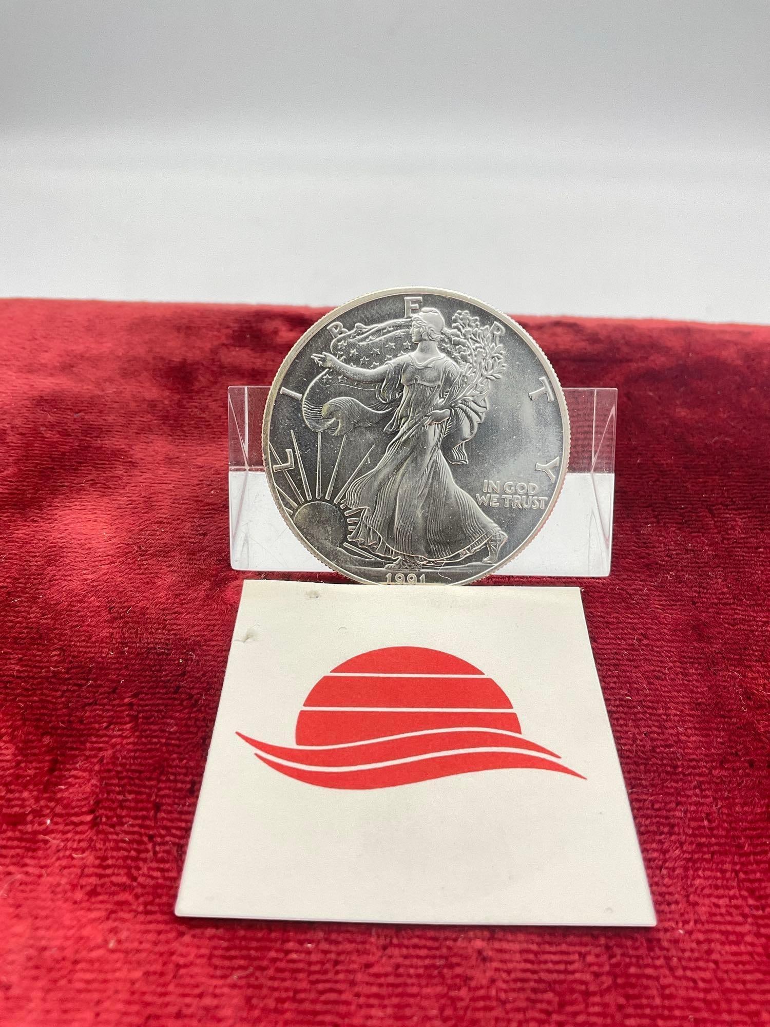 1991 US Mint .American .999 Silver Eagle 1 ounce dollar (1 of 2)