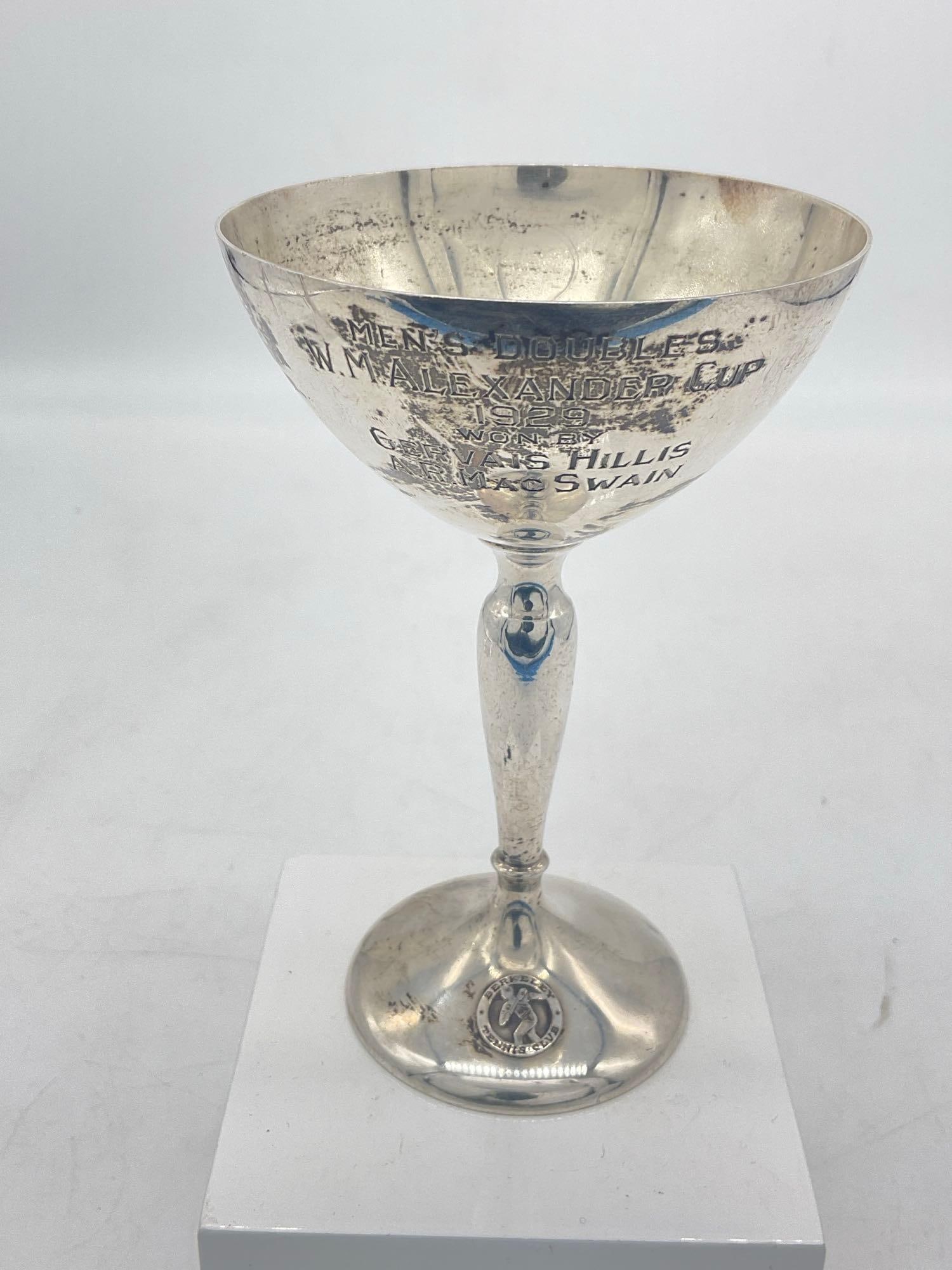 Antique 1929 Men's Doubles W.M. Alexander Cup Sterling Silver Award from Berkeley Tennis Club (1 of 5)