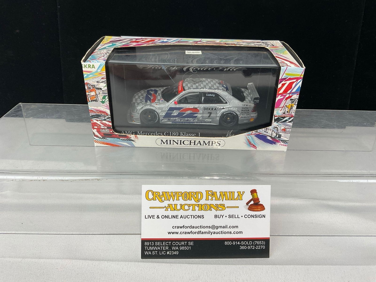 Minichamps Mercedes AMG C180 DTM 94 Pauls Model Kit, 1/43 Scale Diecast Car Model orig box: Appears to be in good shape. The piece measures approx 4h x 7w x 4d inches. See pics. E-5420 