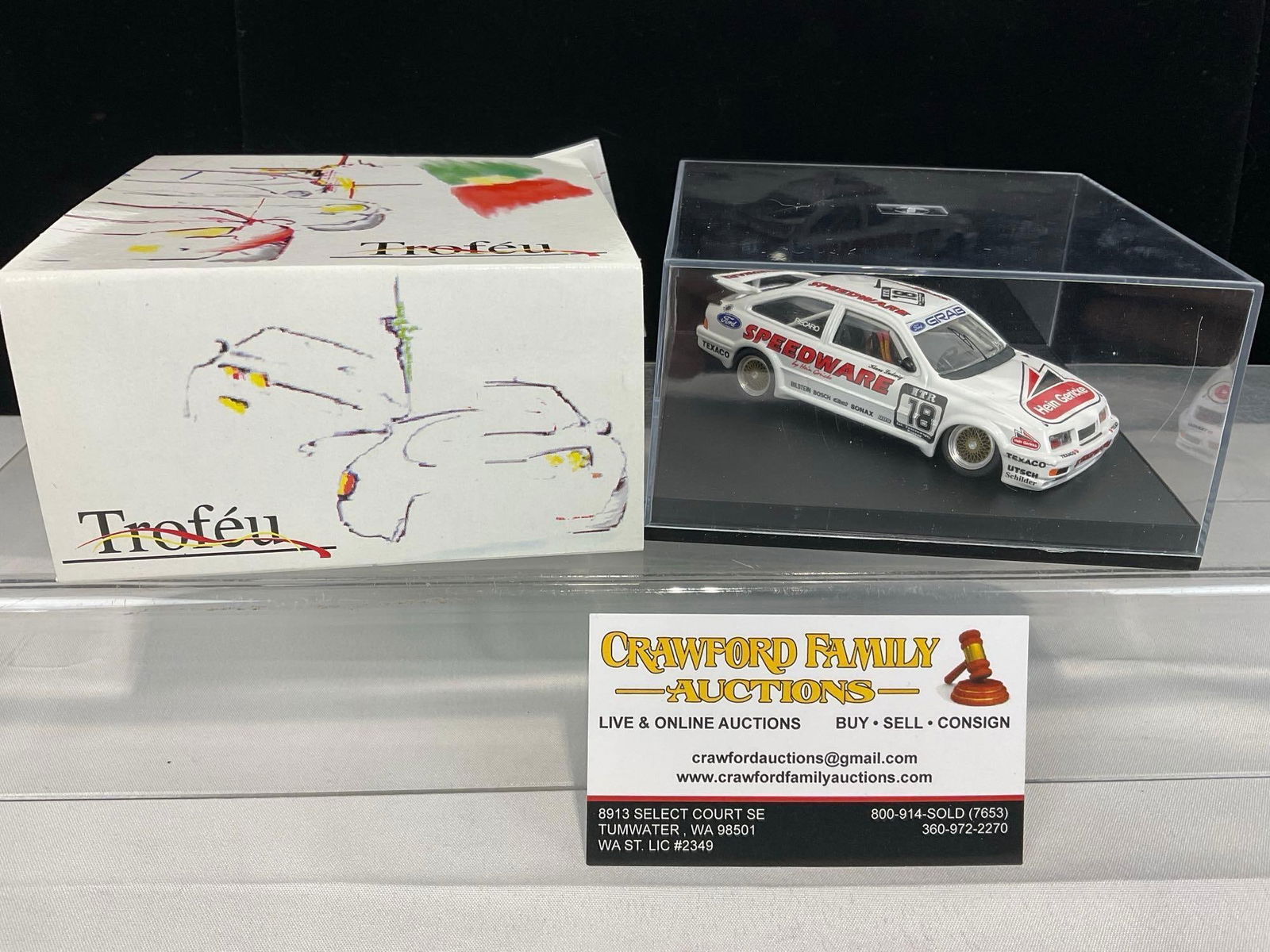 Trofeu 1988 Ford Sierra RS500 DTM 1/43 Scale Diecast Car Model orig box: Appears to be in good shape. The piece measures approx 4h x 6w x 6d inches. See pics. E-5420 