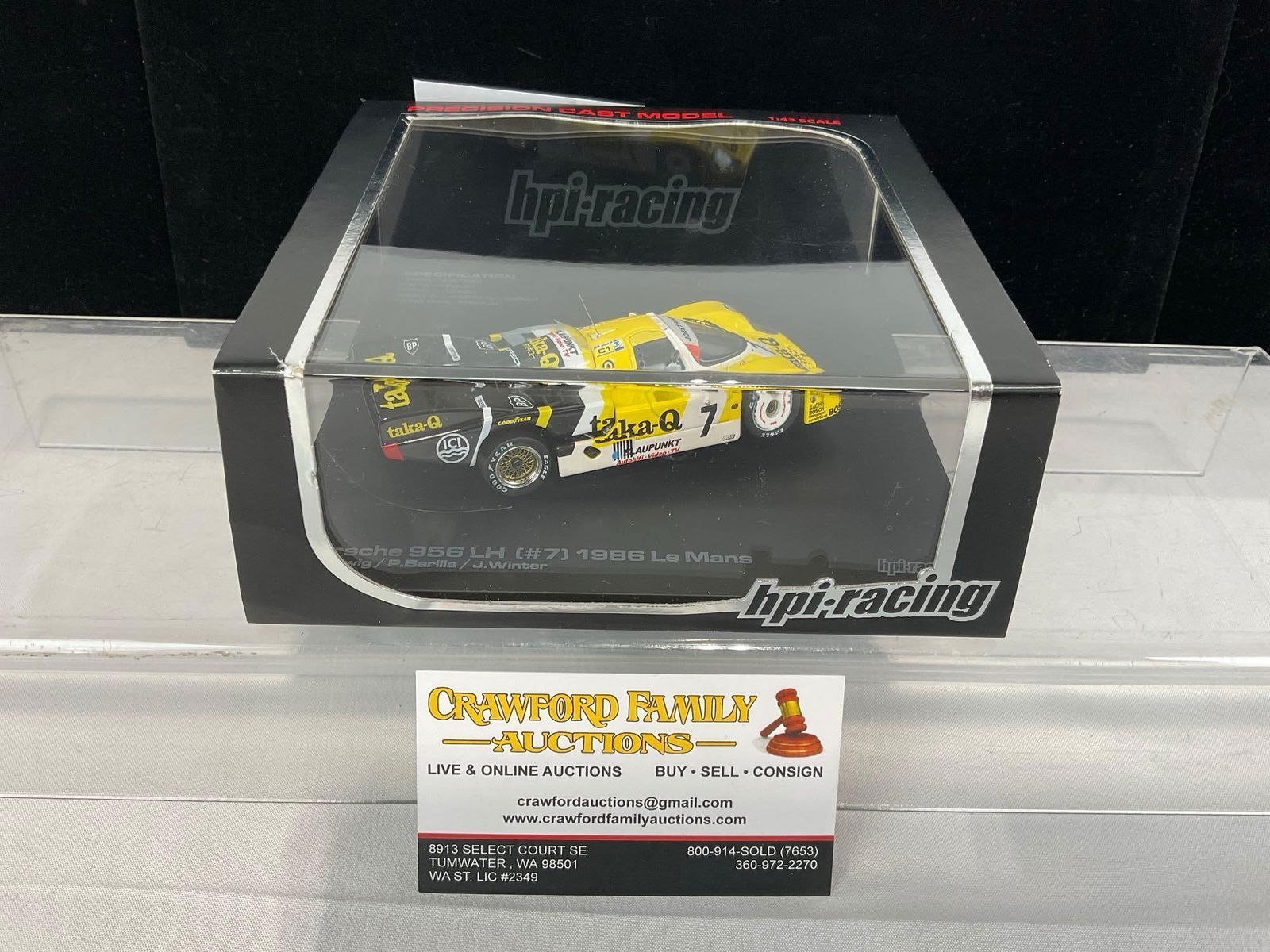 HPI Racing Porsche 956 LH #7 1986 Le Mans 1/43 Scale Diecast Car Model orig box: Appears to be in good shape. The piece measures approx 4h x 7w x 7d inches. See pics. E-5420