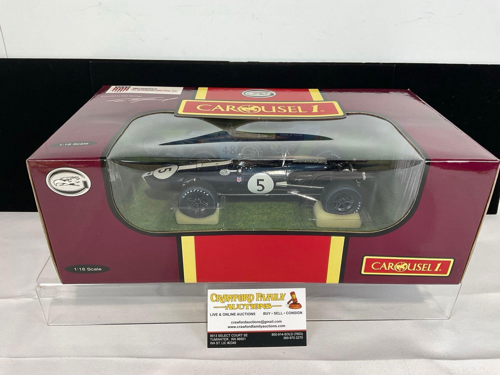 Carousel 1 1967 AAR Eagle/Gurney-Weslake V-12 1/18 Scale Diecast Car Model orig box: Appears to be in good shape. The piece measures approx 6h x 15w x 9d inches. See pics. E-5420 