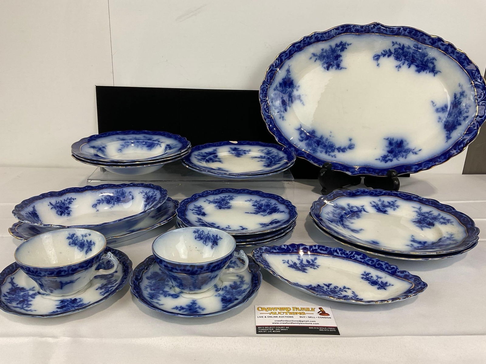 Antique Touraine English Flow Blue Porcelain 19 pieces, Lovely patterns (1 of 12)