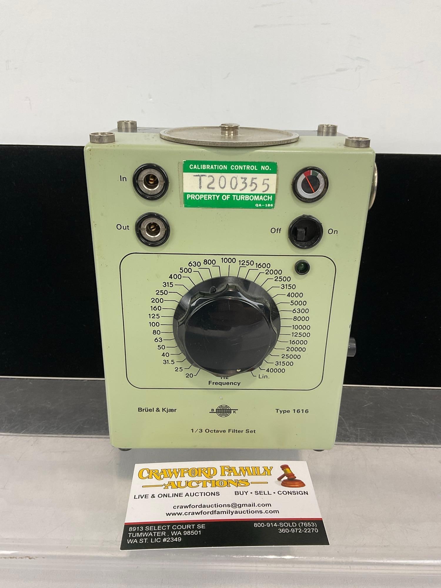 Bruet & Kjaer Type 1616 1/3 Octave Filter Set, Portable Passive Bandpass Filter: Was tested in 1993, has a sticker on the side and back. Appears to be in good shape. The piece measures approx 8h x 6w x 4d inches. See pics. E-5360
