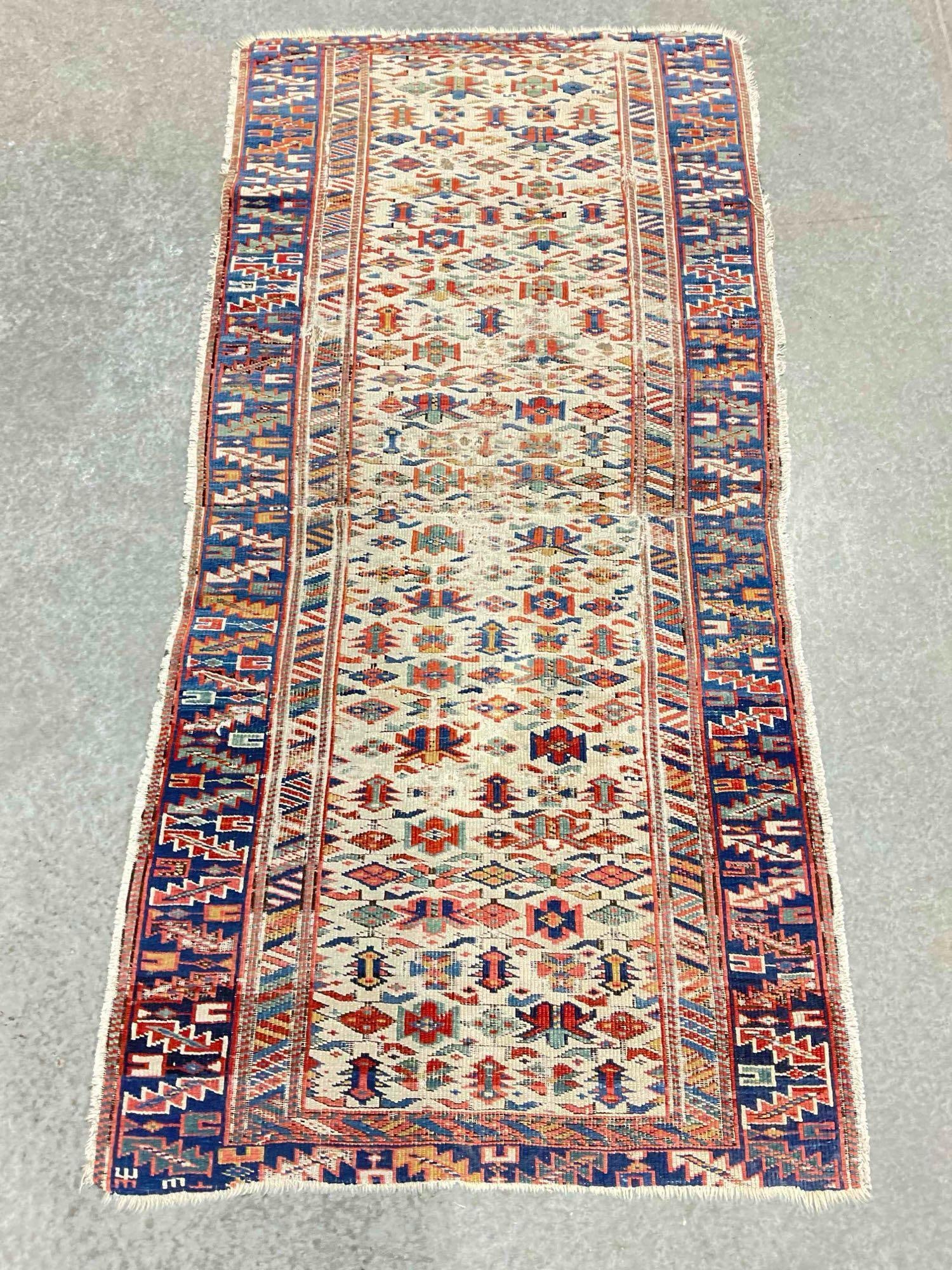 Antique Beautiful Hand Knotted Wool Area Rug w/ Colorful Butterfly Pattern. Measures 32" x 67" (1 of 7)