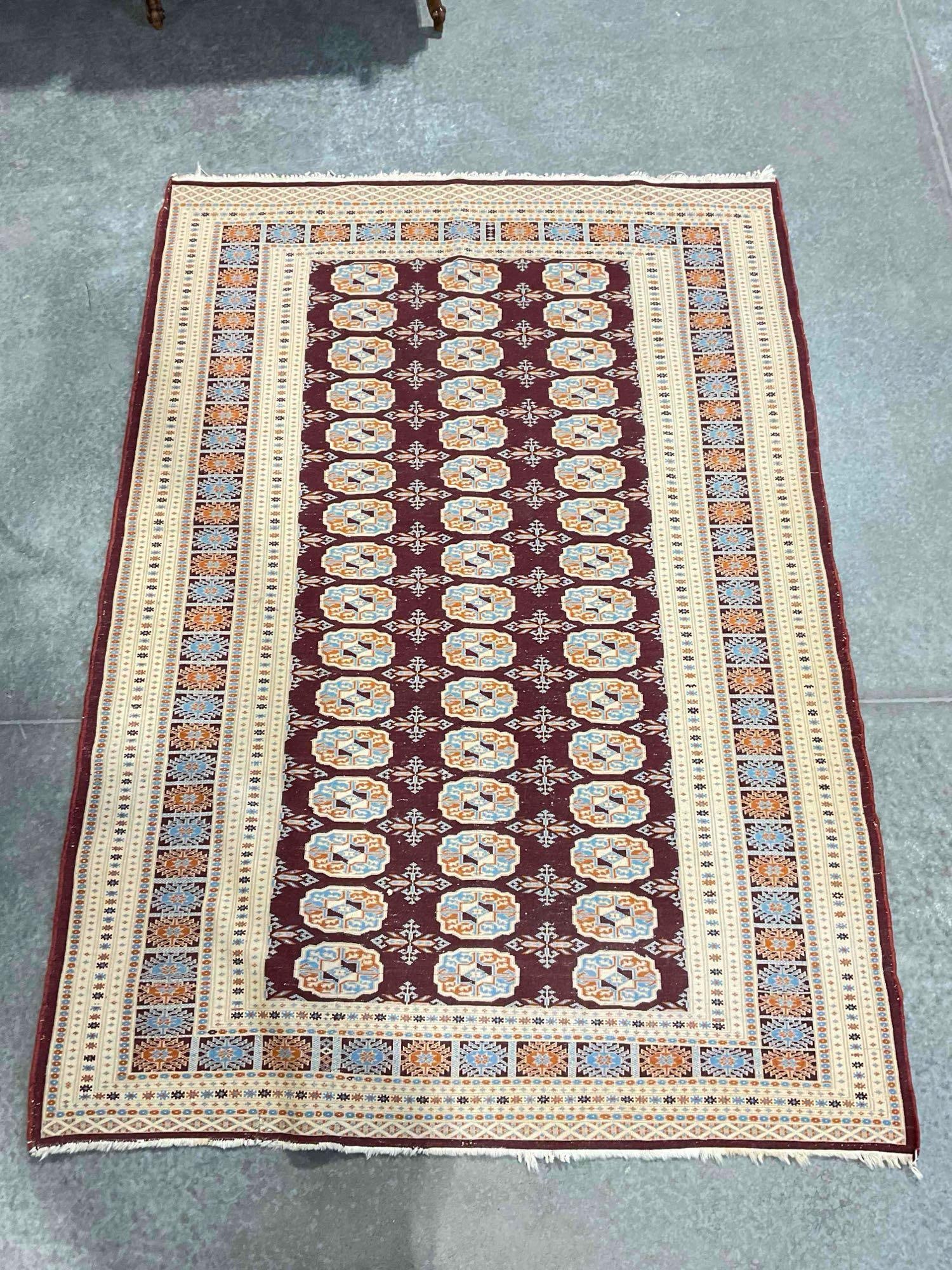 Vintage Pakistani Bokhara? Red & Ivory Wool Pile Area Rug. Measures 71" x 49" Very Good Cond. - 6