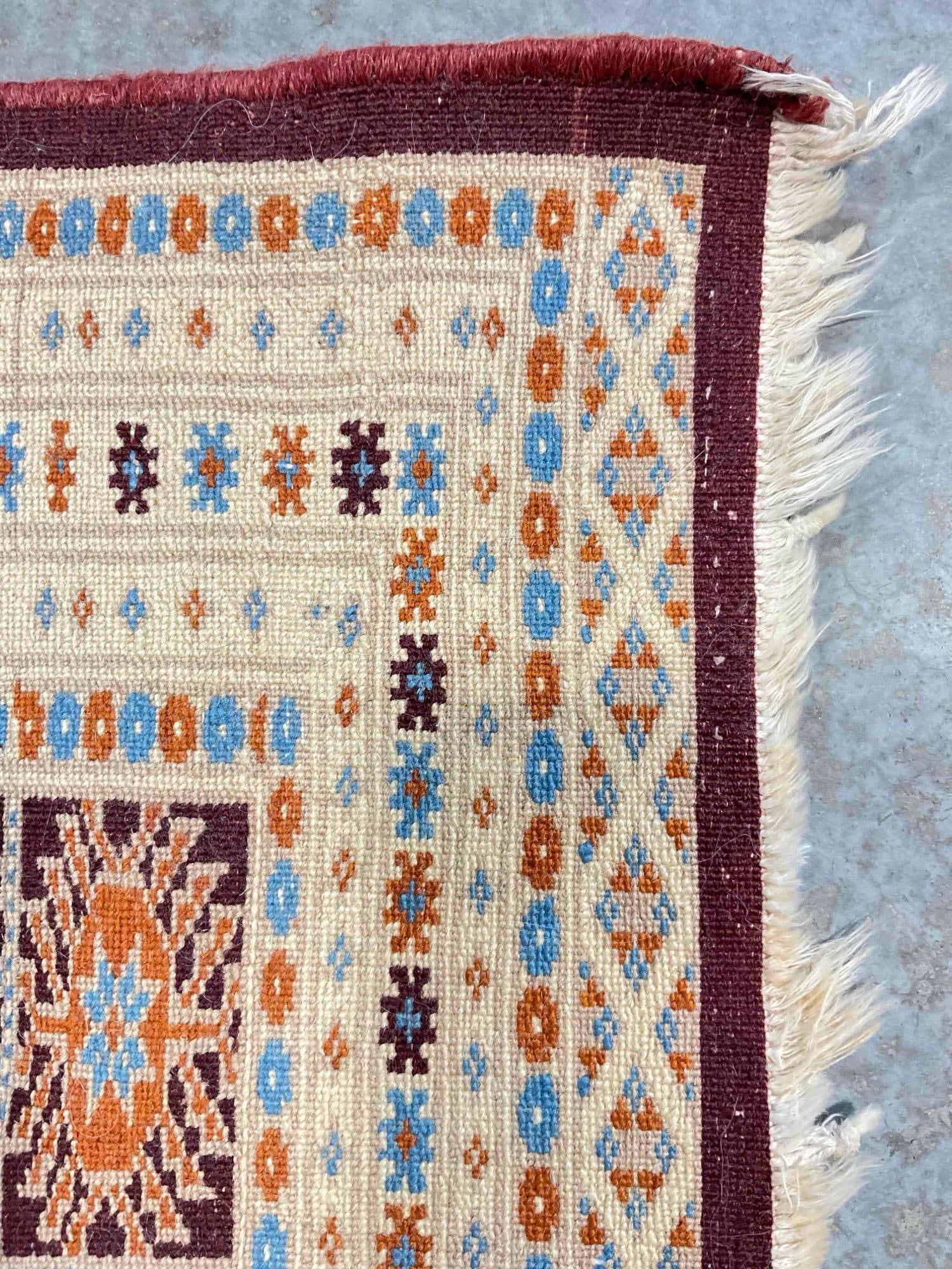 Vintage Pakistani Bokhara? Red & Ivory Wool Pile Area Rug. Measures 71" x 49" Very Good Cond. - 7