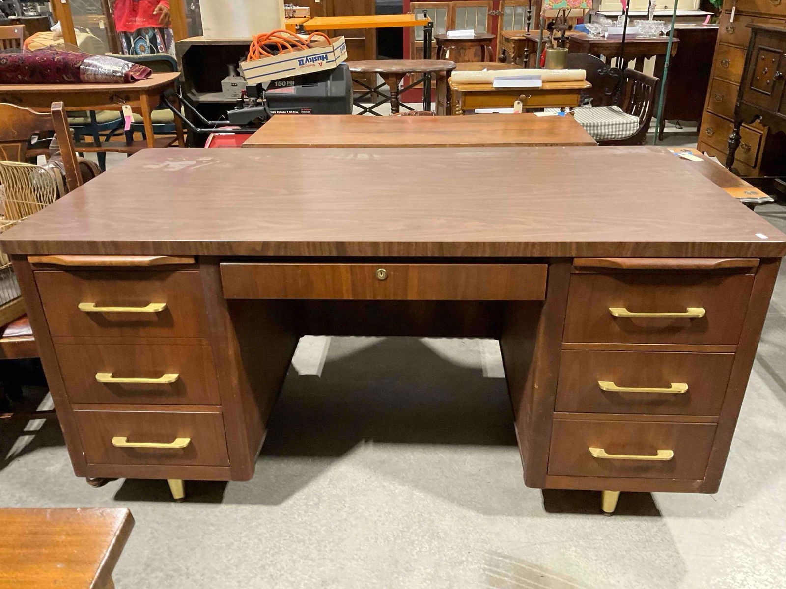 Handsome Vintage MCM Management by Alma Desk Co. Walnut Veneer Desk. Excellent Cond. (1 of 11)