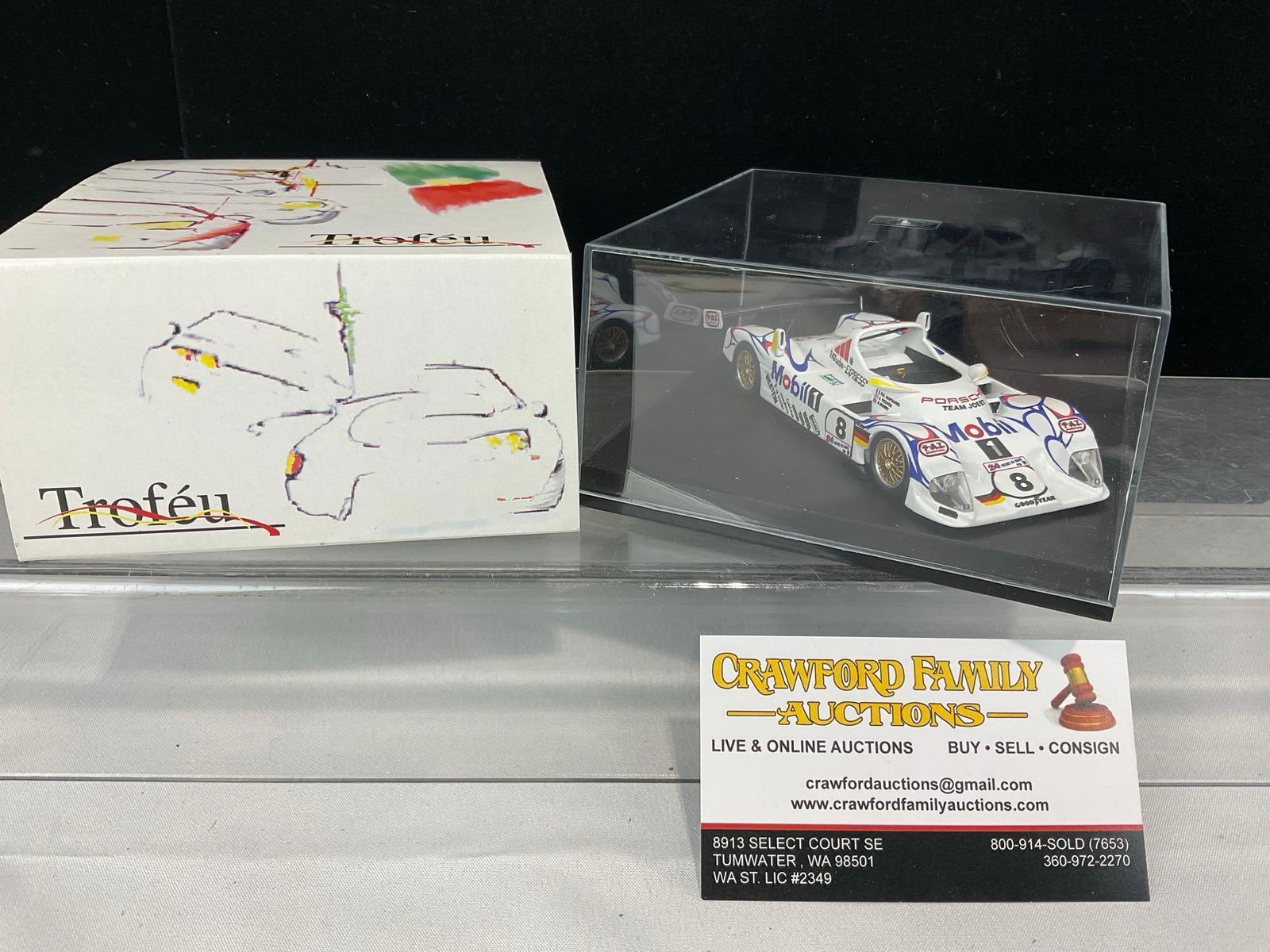Trofeu #8 Porsche LMP1 Le Mans 1998, 1/43 Scale Diecast Car Model orig box: Similar to the last piece, this one is not signed. Appears to be in good shape. The piece measures approx 3h x 6w x 6d inches. See pics. E-5420