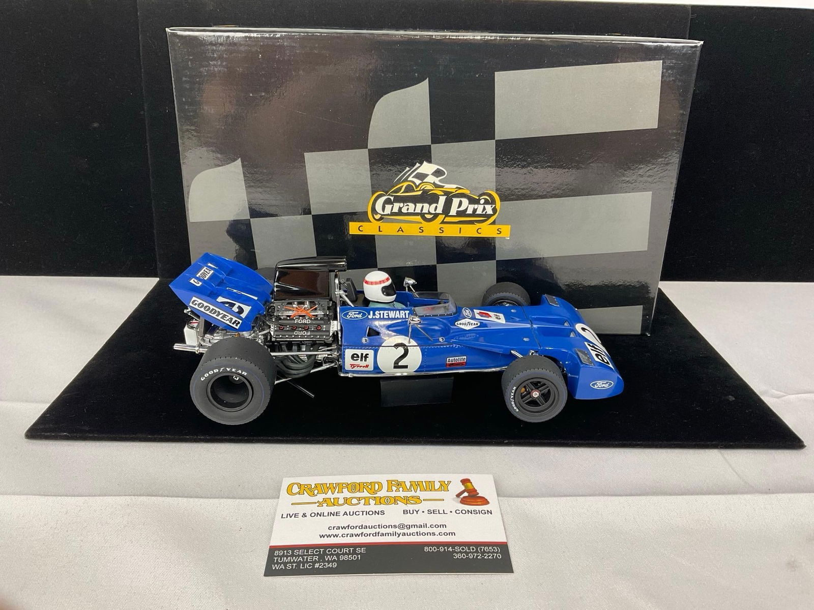 Grand Prix Classics 1971 Tyrrell Ford 003 Winner Nurburgring J. Stewart 1/43 Scale Diecast Car Mo...: Original box. Appears to be in good shape. The piece measures approx 5h x 12w x 7d inches. See pics. E-5420