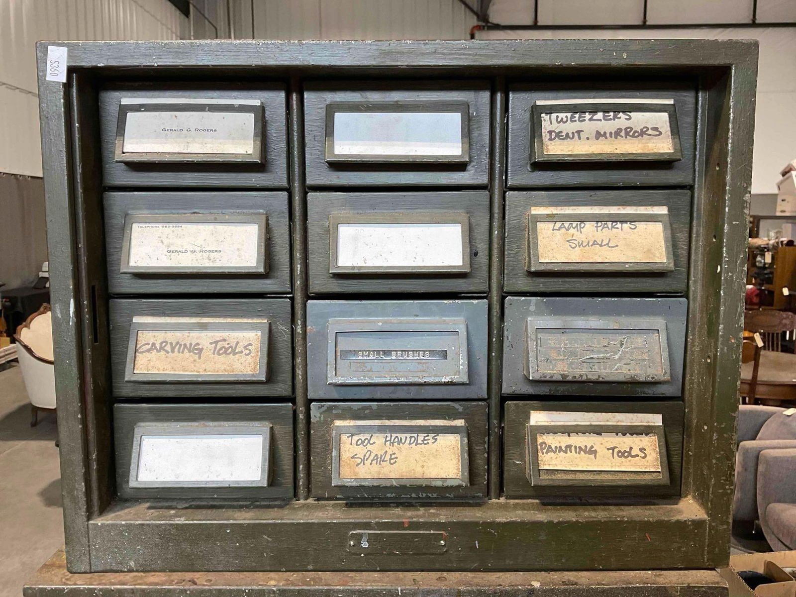 Vintage Addressograph Painted Metal Tool Chest w/ 12 Drawers. Good Condition. See pics. (1 of 6)