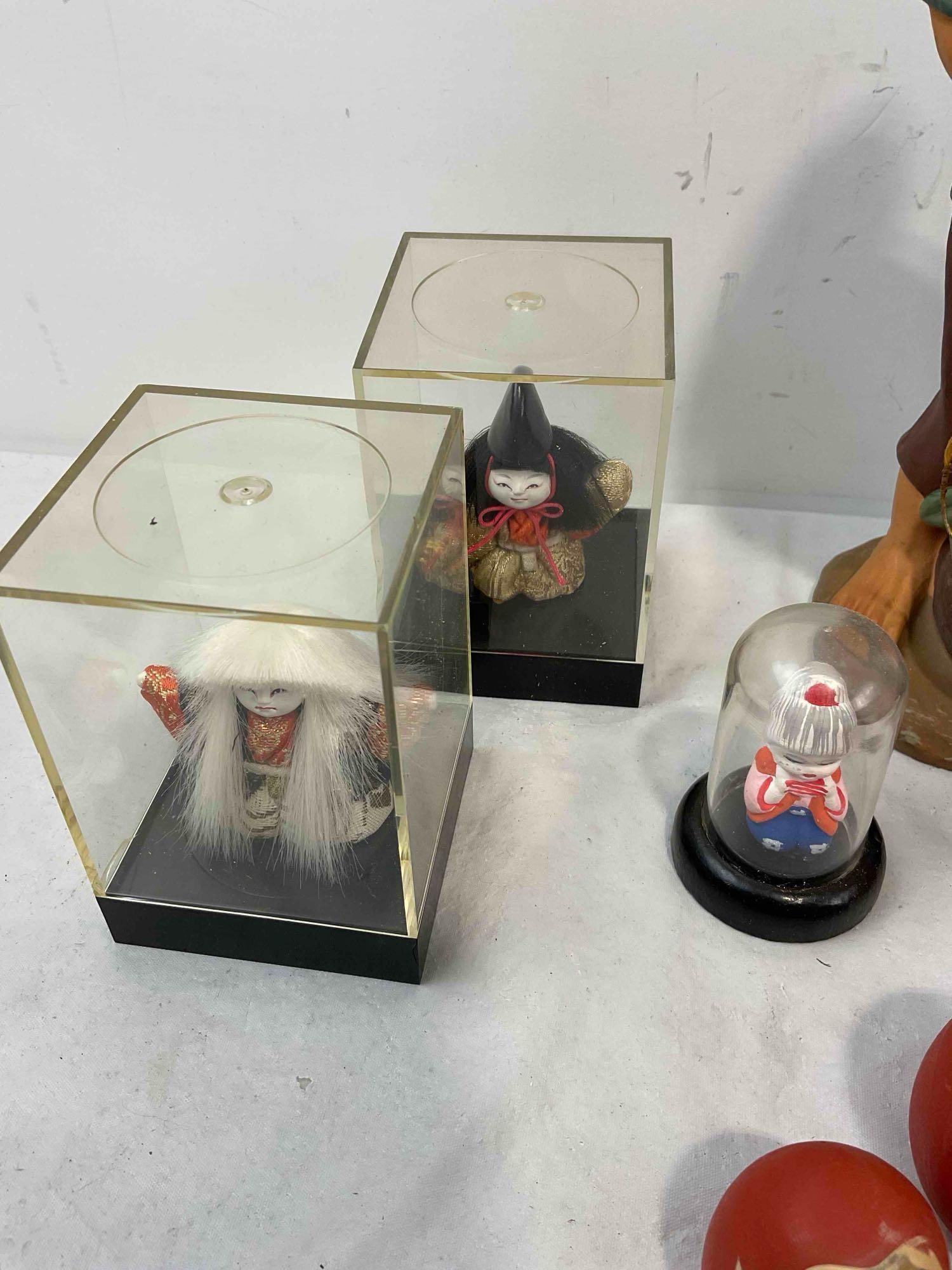 17 pcs Vintage Japanese Souvenirs, incl. Geisha Doll, Wooden Daruma Figurines & More! See pics. - 4