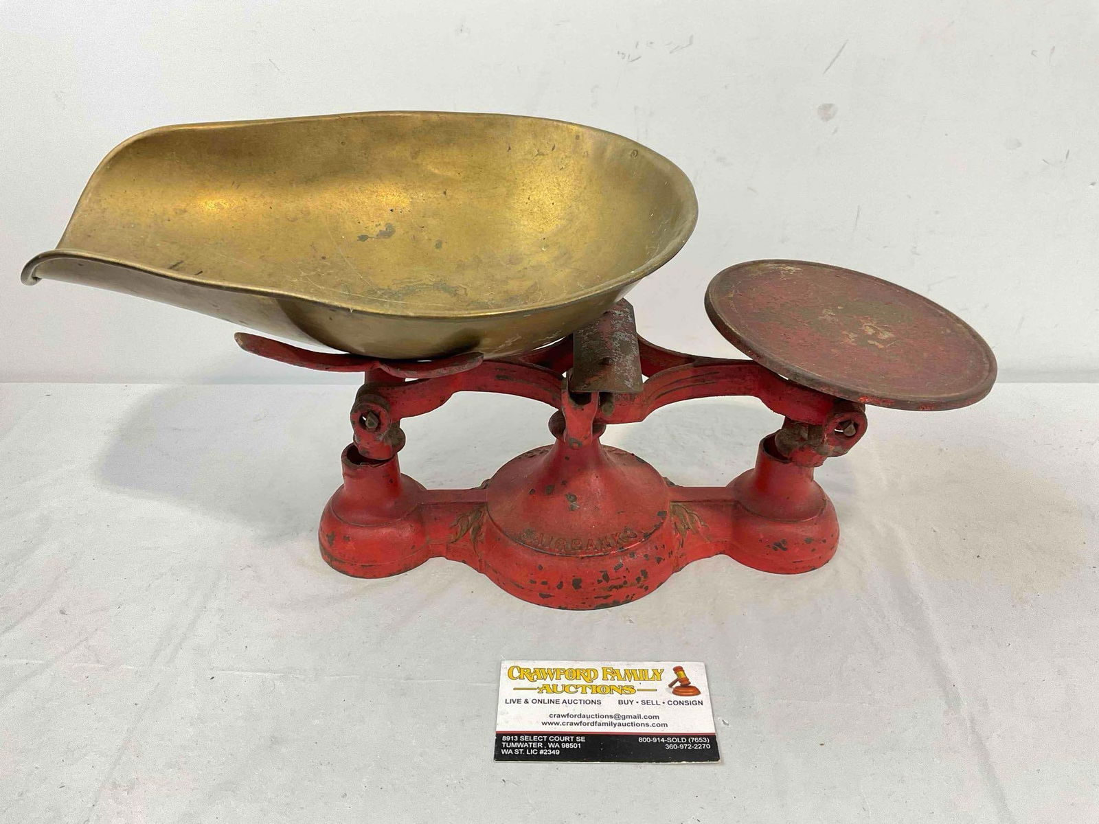 Antique Fairbanks Red Painted Cast Iron & Brass Balance Scale. Very Good Condition. See pics. (1 of 6)