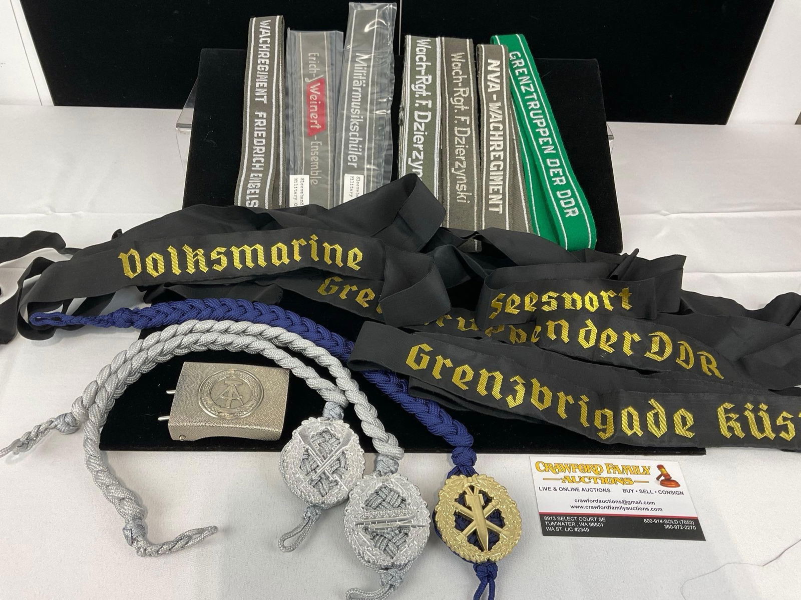 Assortment of GDR East German Armbands, Navy Sailor Cap Tallies, Marksmanship Lanyards & Belt Buc... (1 of 4)