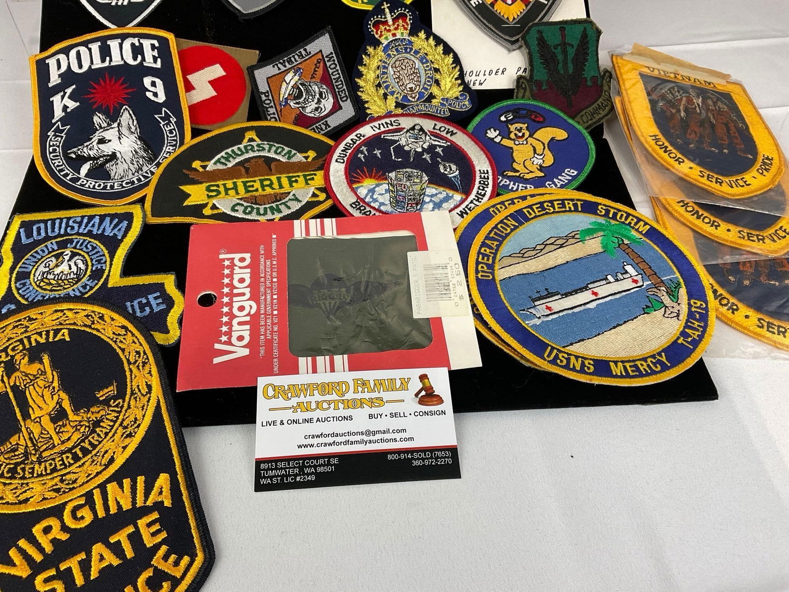 Assortment of Police Patches, Israeli, Virginia, K-9, LA, Kansas, Desert Storm & Vietnam War - 3