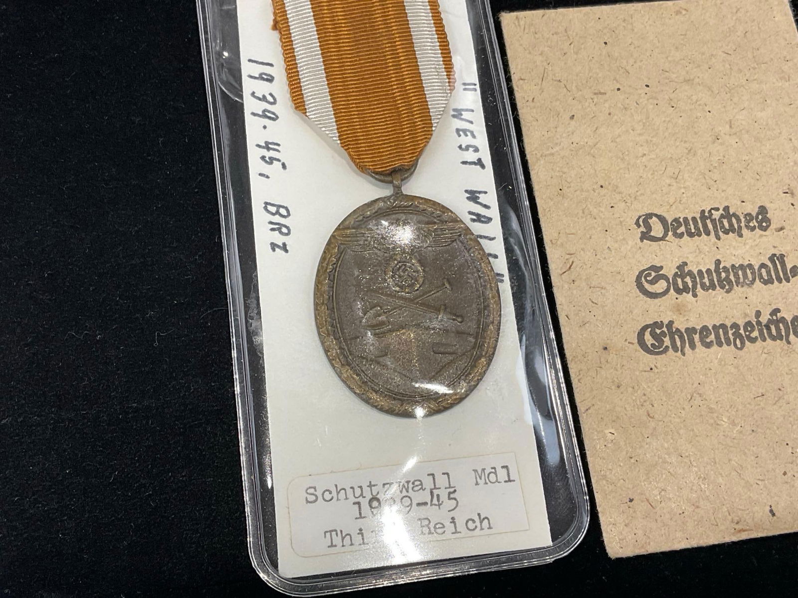 3x Western Wall WW2 Era German Medals, 2 w/original envelopes - 3