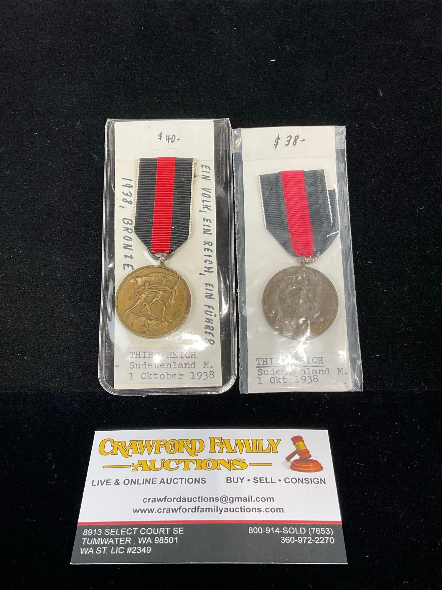 Pair of WW2 Era German Medals, Sudetenland Medals, 1 October 1938 (1 of 4)