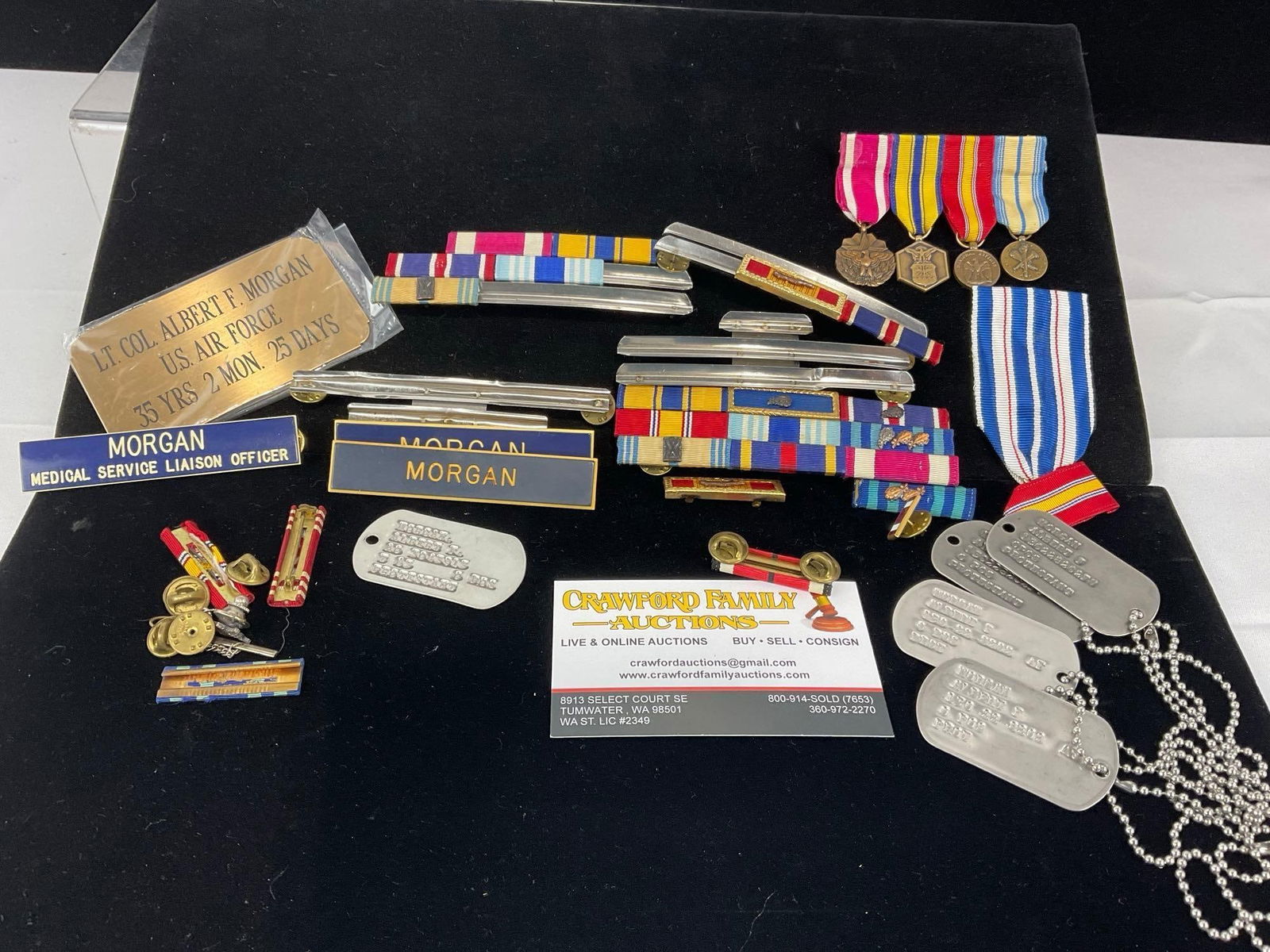 Assortment of Nametags, Dog Tags, & Ribbon Bar Sets, 4 mini Medals (1 of 3)