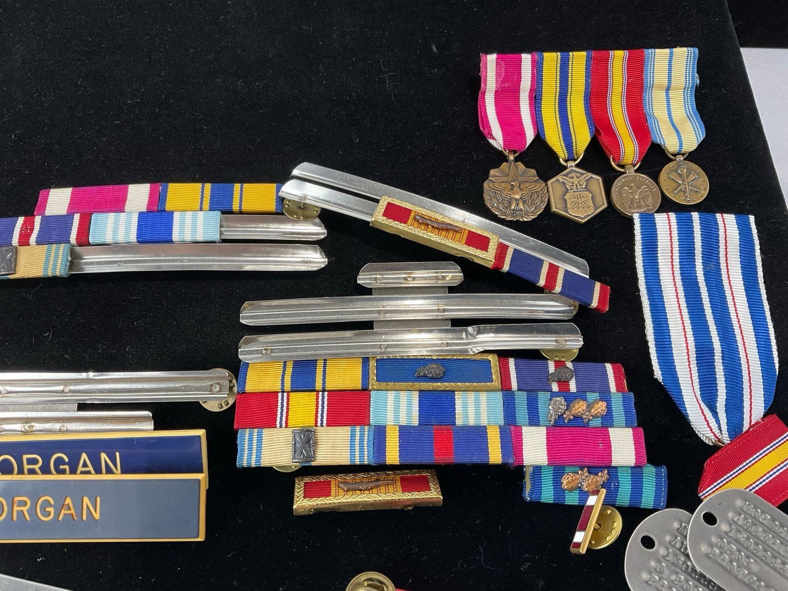 Assortment of Nametags, Dog Tags, & Ribbon Bar Sets, 4 mini Medals - 2