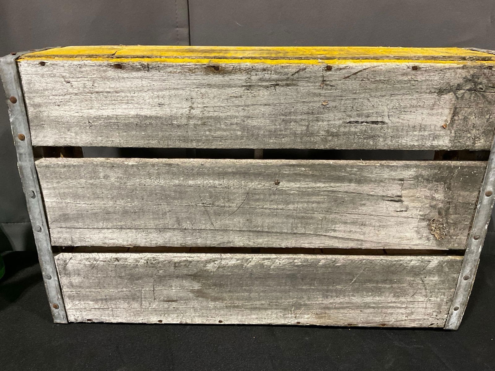 Vintage Wood & Iron Bottle Carrier, likely Coca-Cola, w/ 6 Green Glass 6.5 oz Coca-Cola Bottles - 7