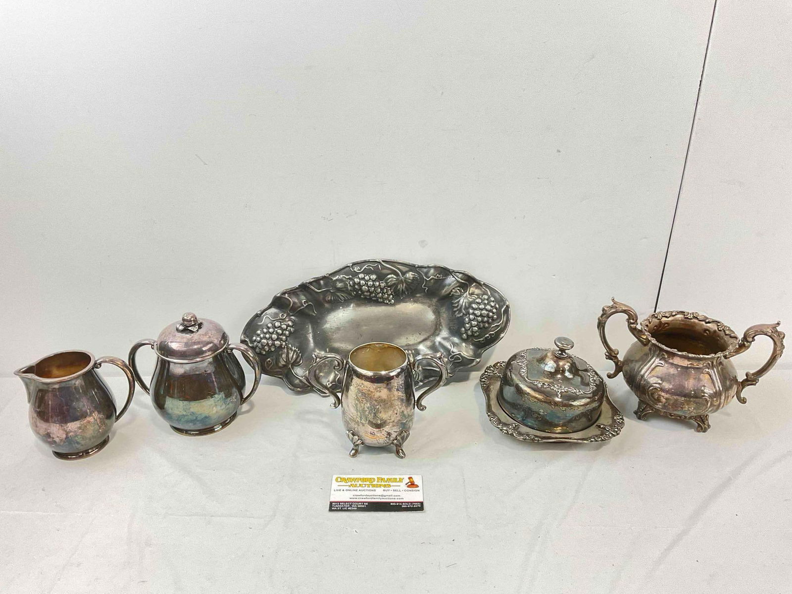 6 pcs Vintage Silver Plated Dish Assortment, incl. 2x Wilcox Apple, 1x P.A. Coon & More! See pics. (1 of 10)