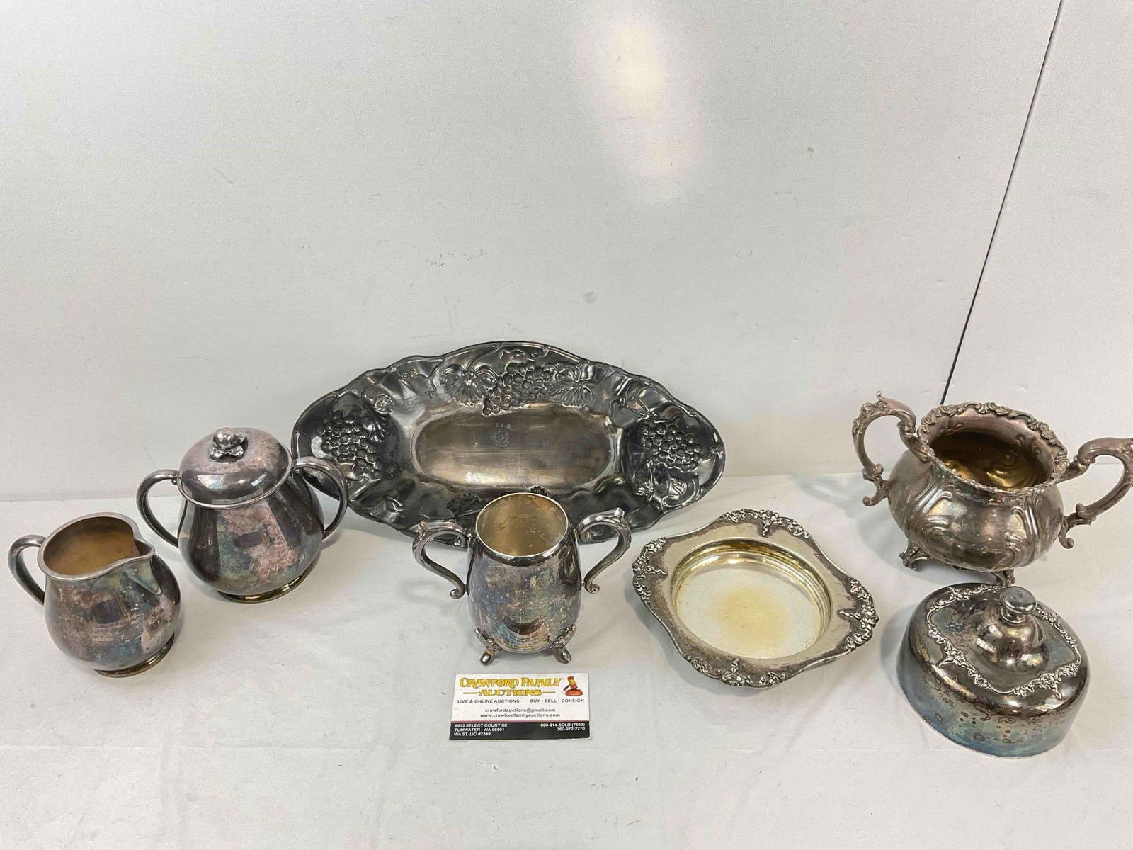 6 pcs Vintage Silver Plated Dish Assortment, incl. 2x Wilcox Apple, 1x P.A. Coon & More! See pics. - 4